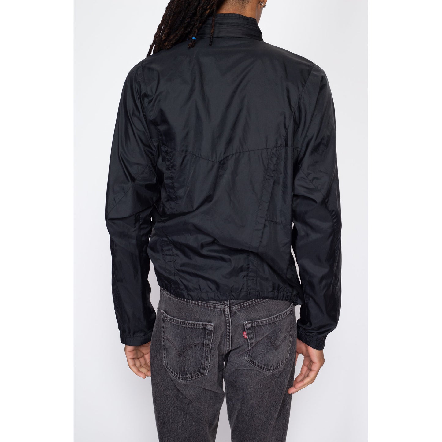 Large 80s 90s Nike Black & Blue Windbreaker | Vintage Streetwear Swoosh Logo Track Jacket