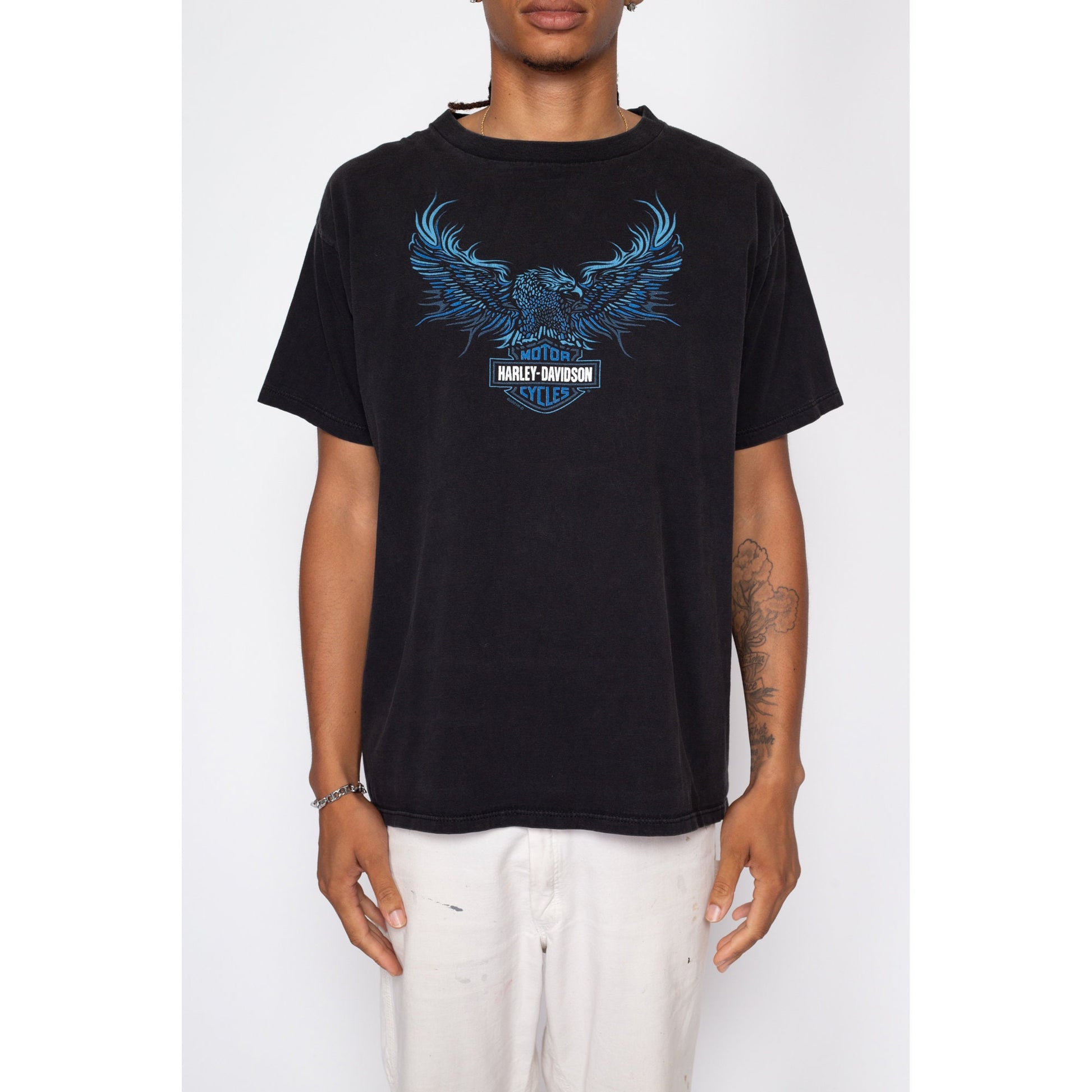 XL Vintage Harley Davidson Eagle T Shirt | Y2K Florida Black Motorcycle Graphic Biker Tee