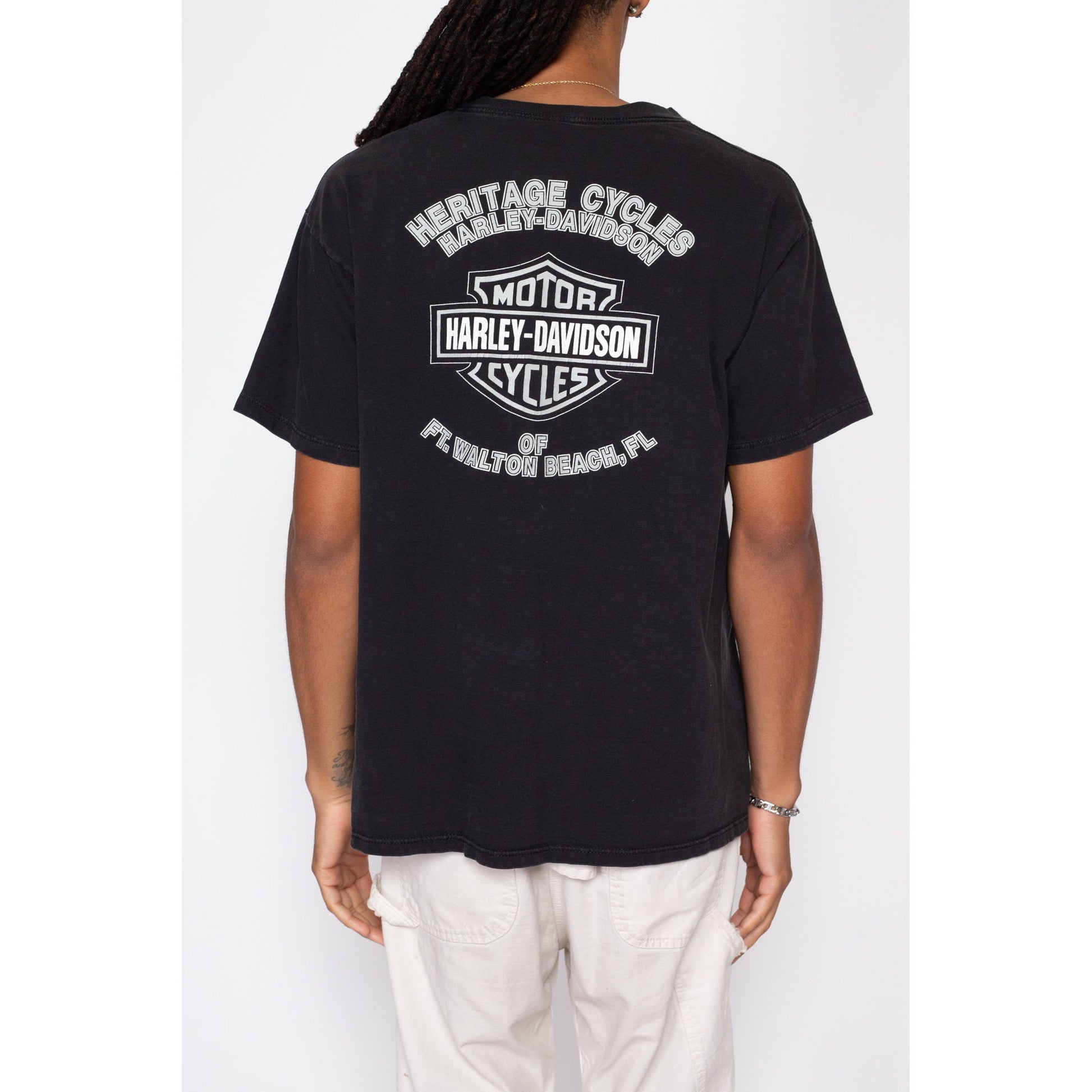 XL Vintage Harley Davidson Eagle T Shirt | Y2K Florida Black Motorcycle Graphic Biker Tee