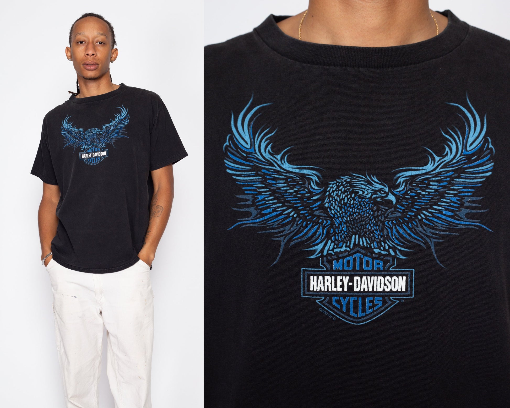 XL Vintage Harley Davidson Eagle T Shirt | Y2K Florida Black Motorcycle Graphic Biker Tee