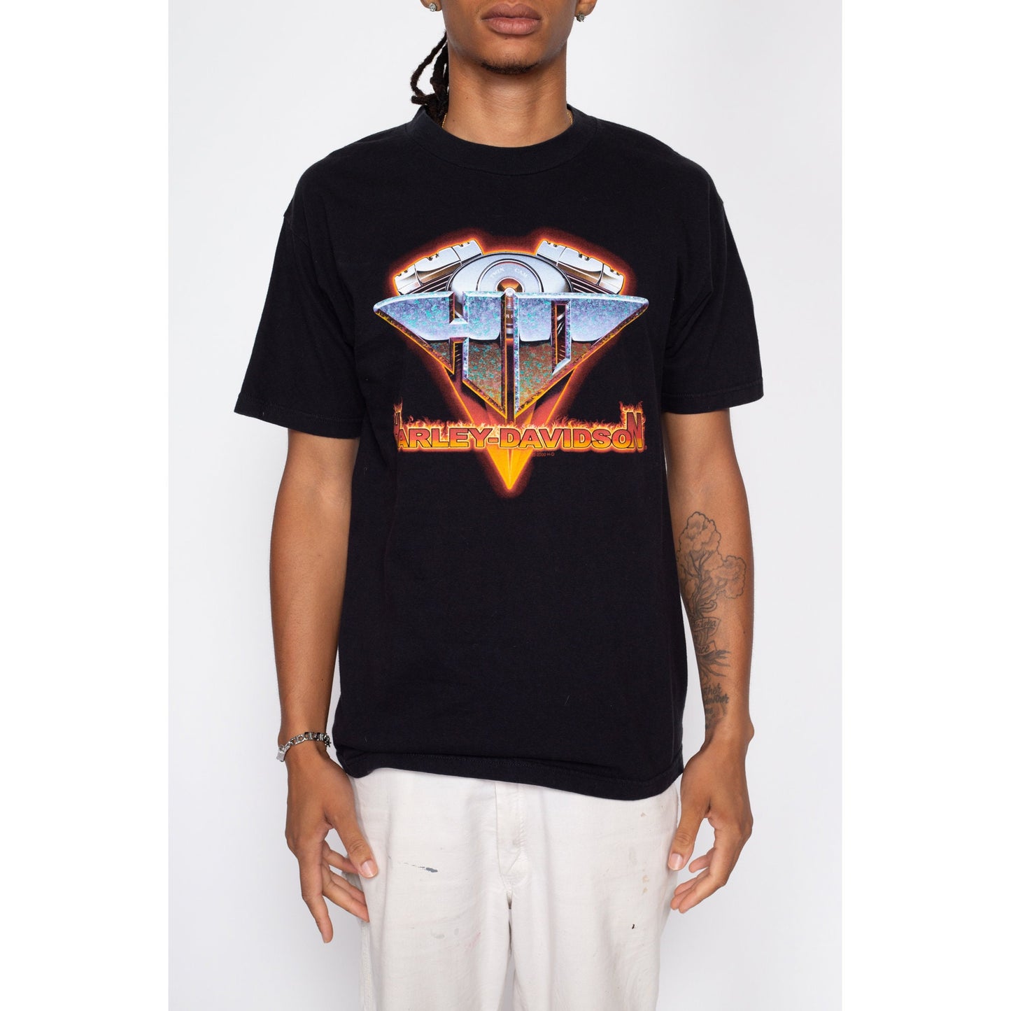 Medium Vintage Harley Davidson Twin Cam T Shirt | Y2K Florida Black Motorcycle Graphic Biker Tee