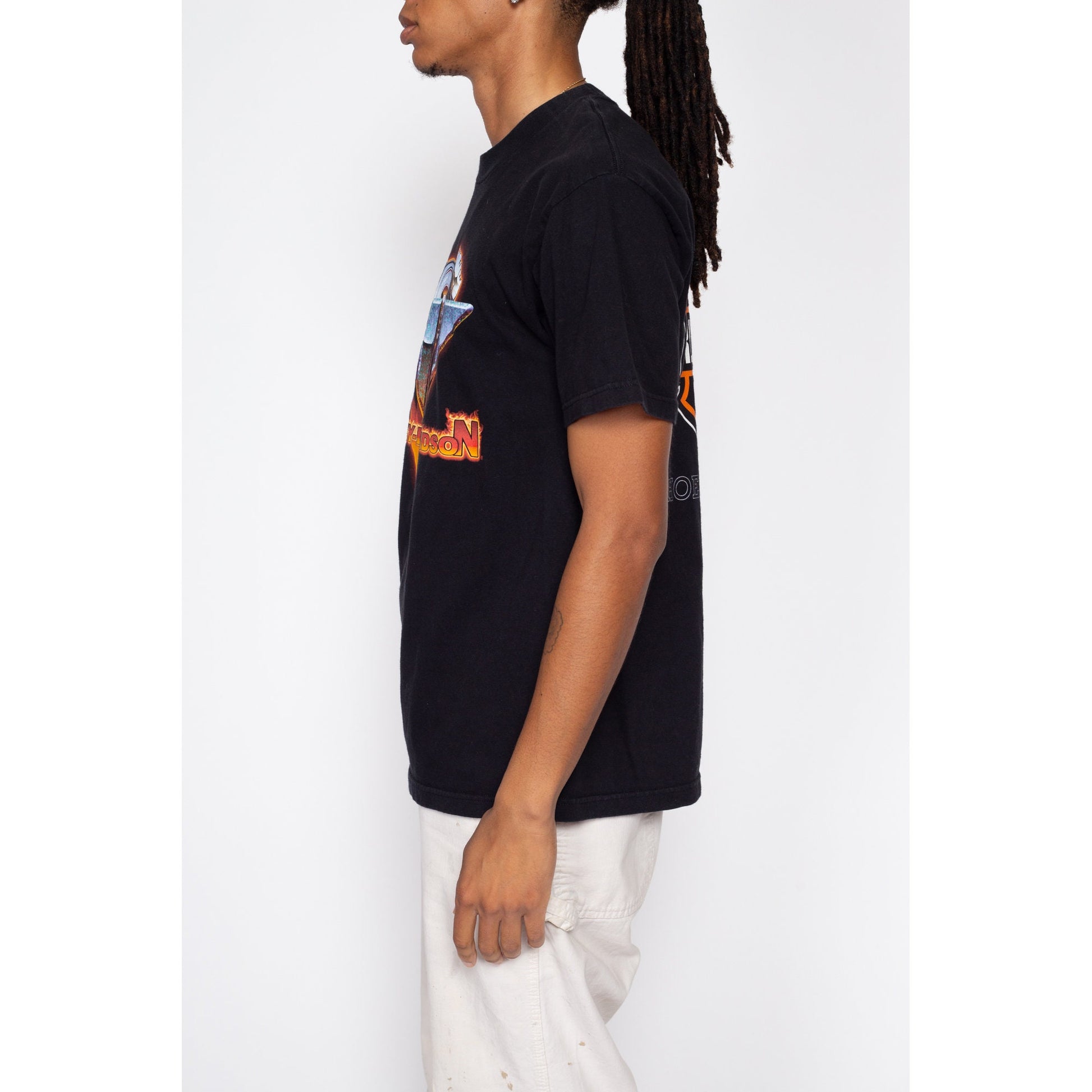 Medium Vintage Harley Davidson Twin Cam T Shirt | Y2K Florida Black Motorcycle Graphic Biker Tee