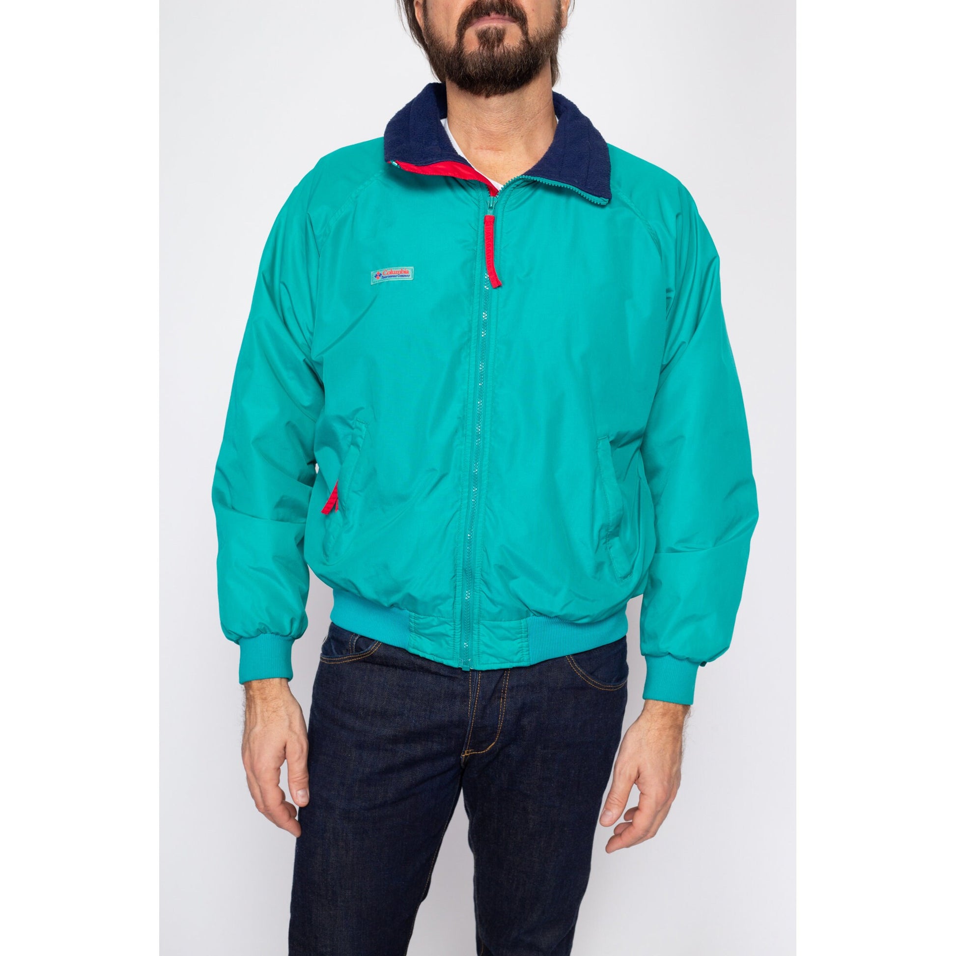 90's Columbia Turquoise Fleece Lined Jacket