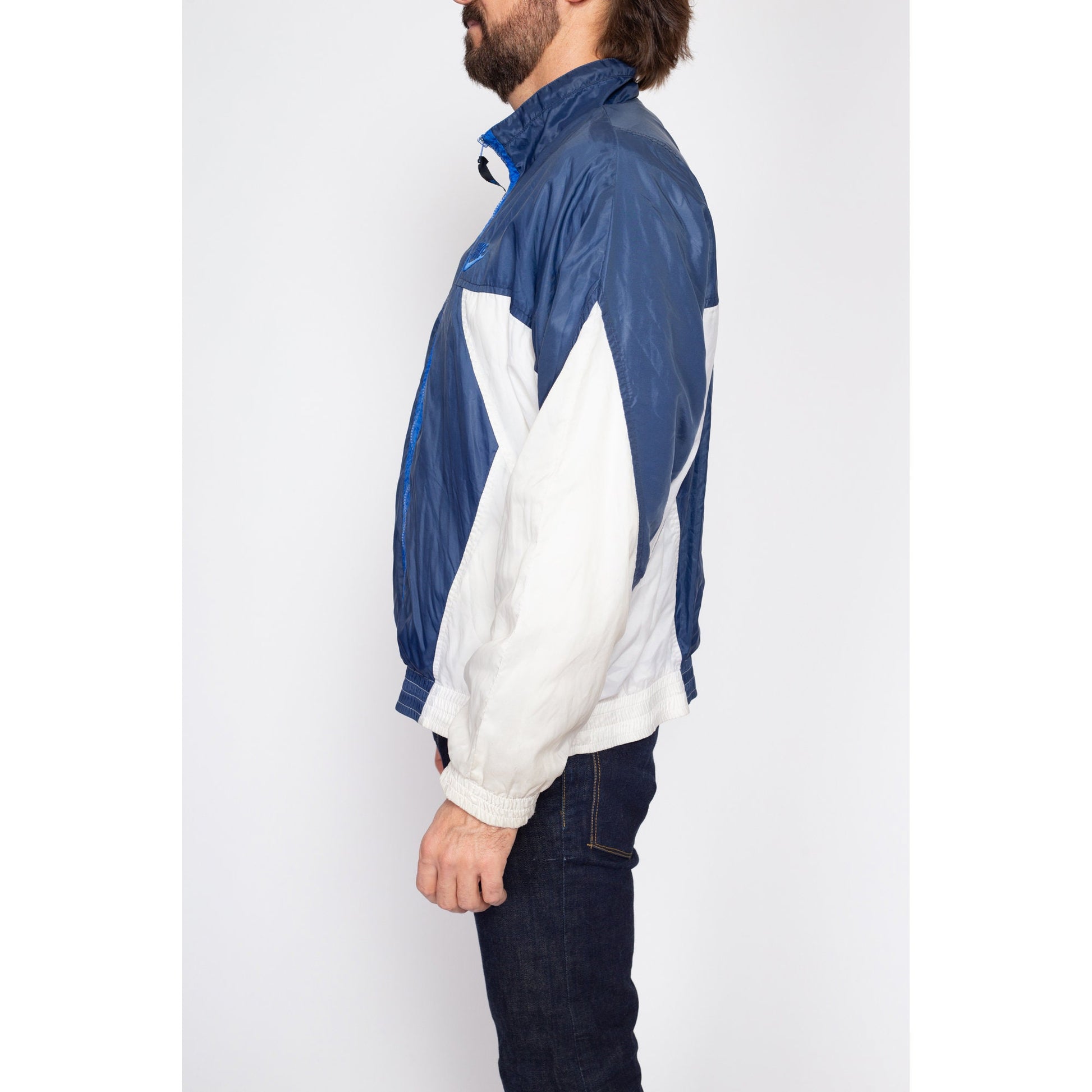 Large 80s 90s Nike Color Block Windbreaker | Vintage Streetwear Swoosh Logo Track Jacket