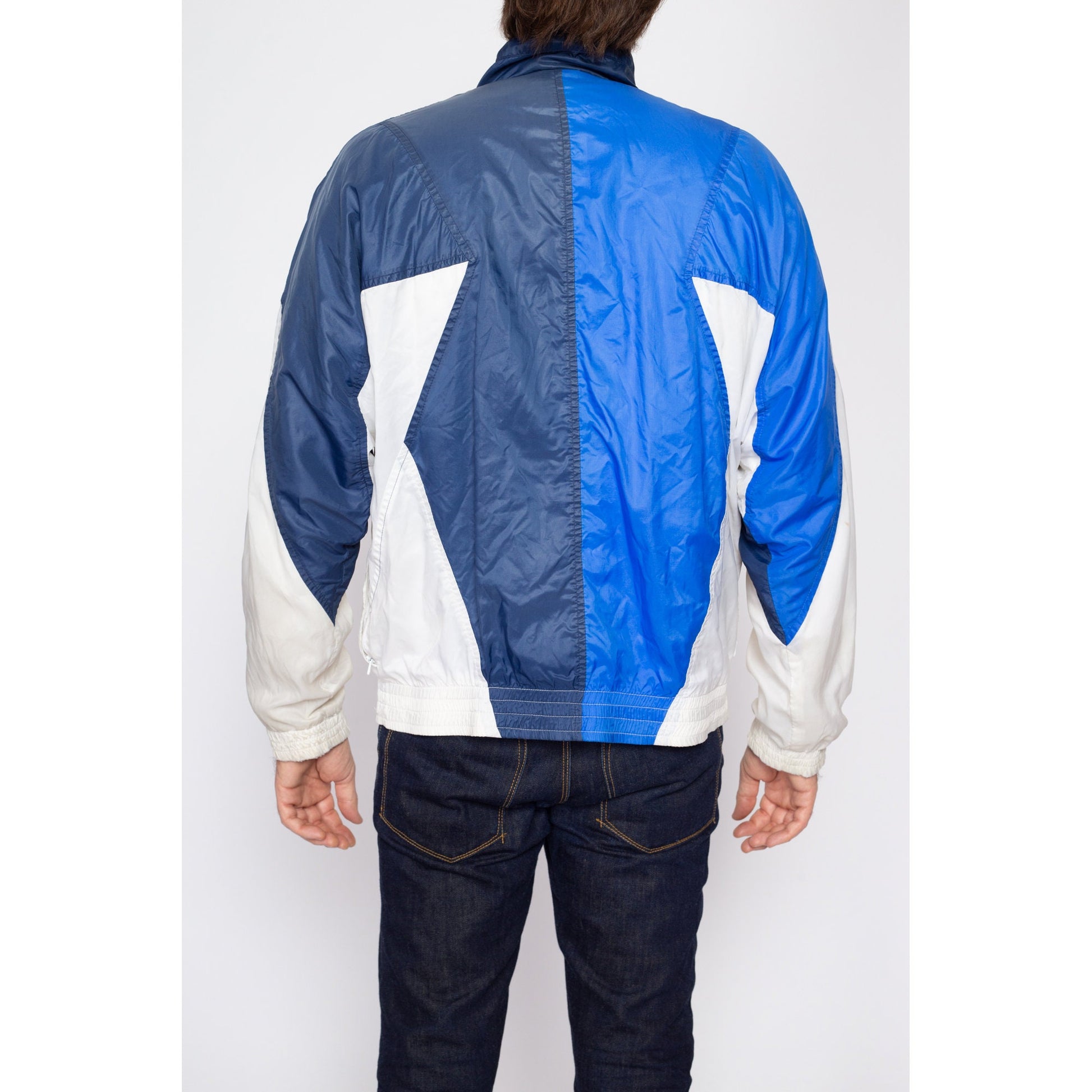 Large 80s 90s Nike Color Block Windbreaker | Vintage Streetwear Swoosh Logo Track Jacket