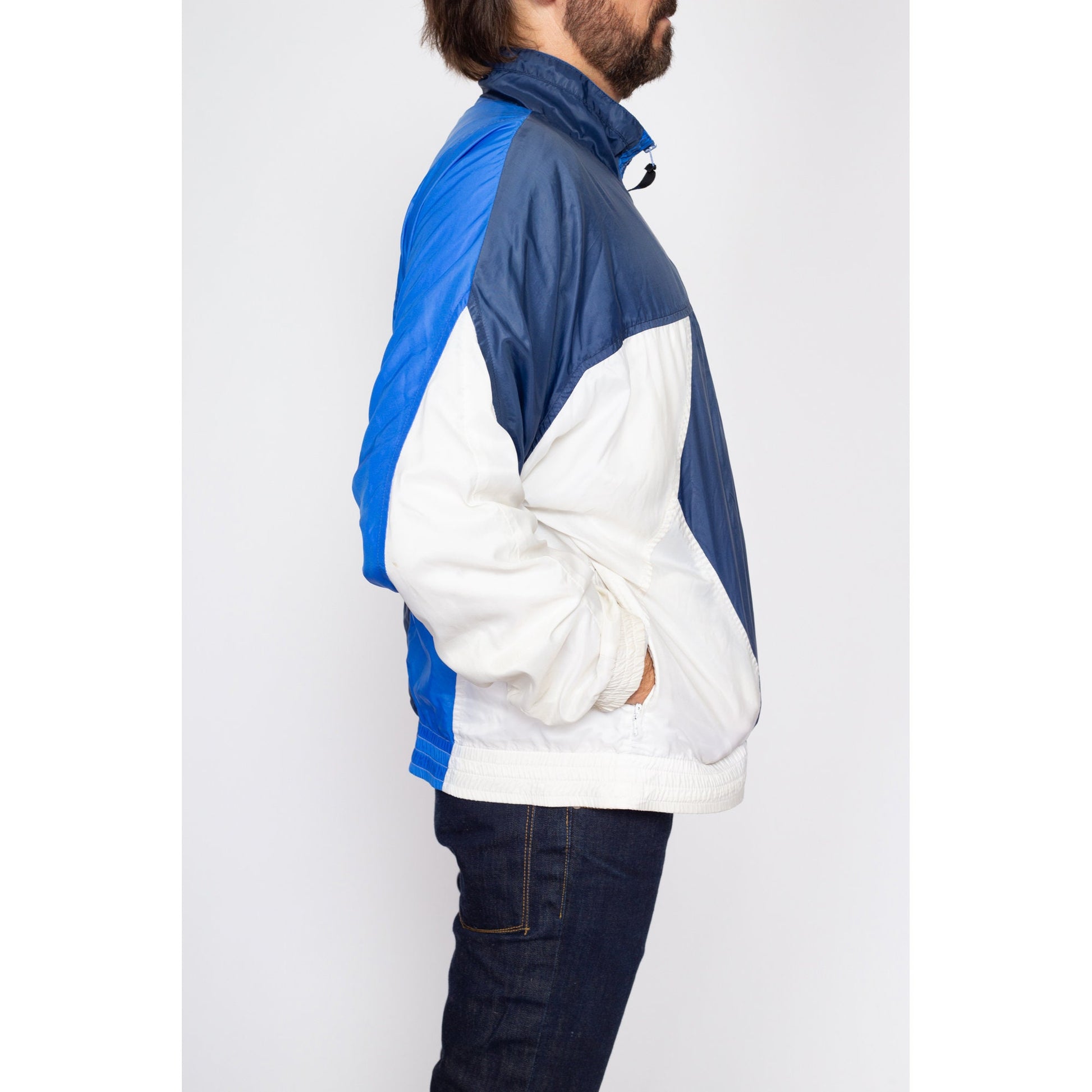Large 80s 90s Nike Color Block Windbreaker | Vintage Streetwear Swoosh Logo Track Jacket
