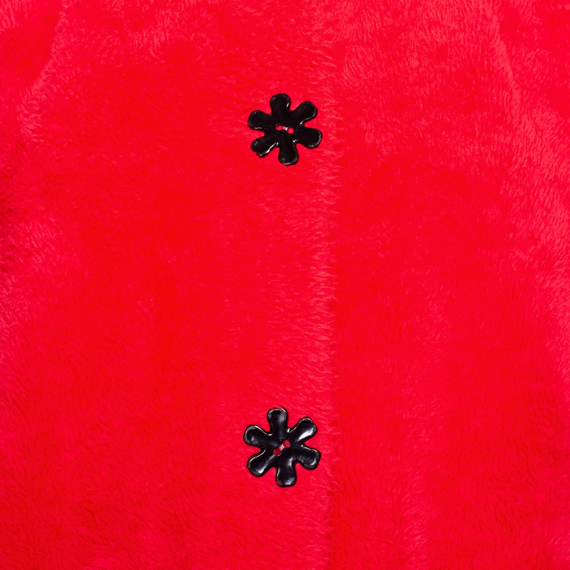 Small 60s Pink Plush Flower Button Robe | Retro Vintage Midi Swing Lounge Jacket