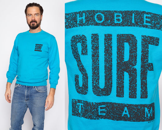 Medium 80s Hobie Surf Team Sweatshirt | Vintage Bright Blue Surfer Skater Graphic Crewneck