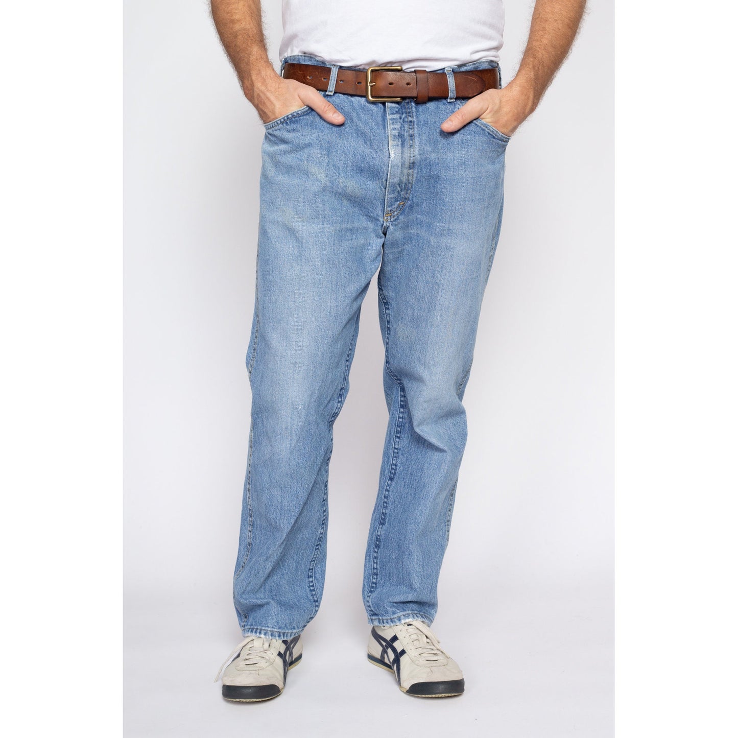 37" Waist 90s Lee Light Wash Dad Jeans | Vintage Made In USA Relaxed Denim Jeans