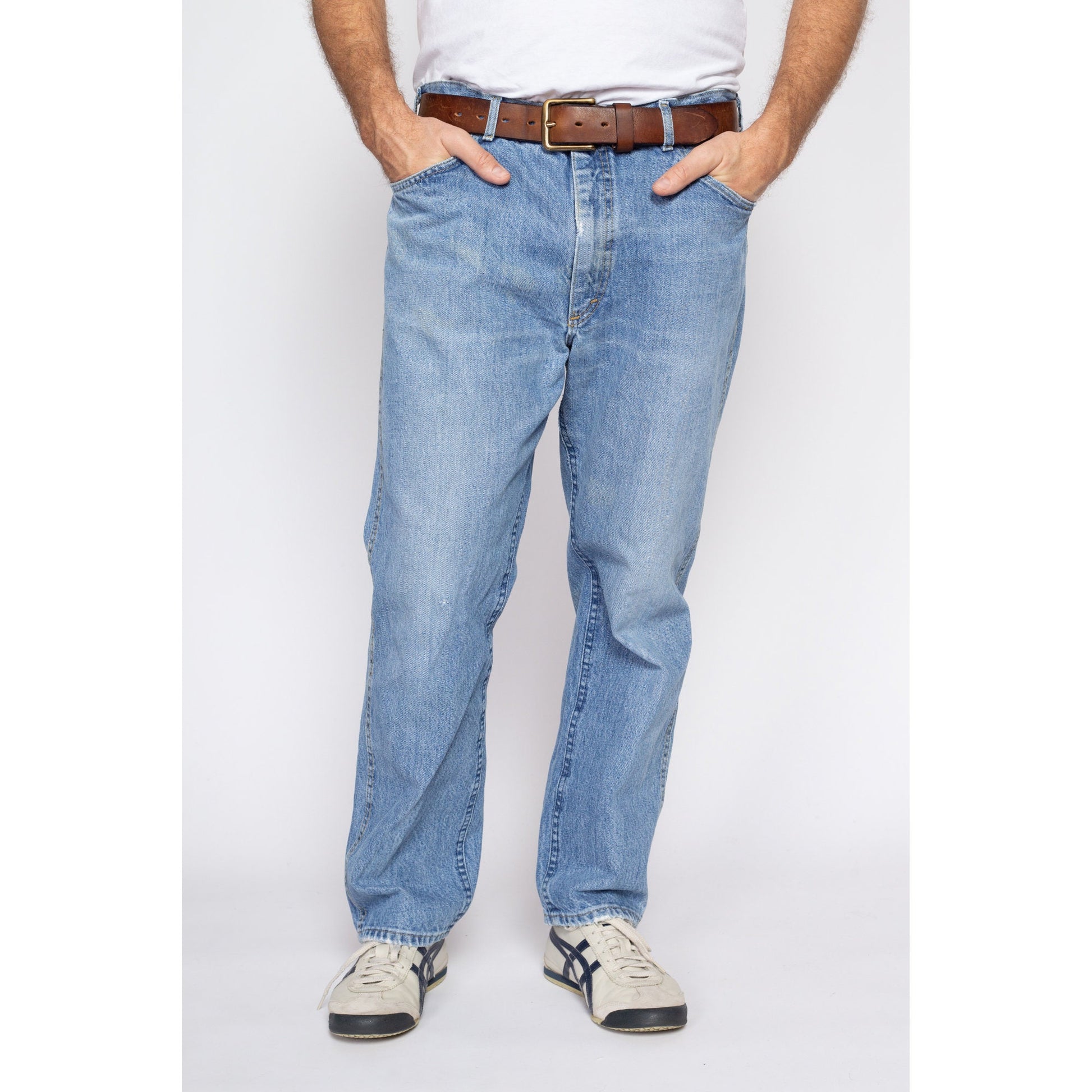 37" Waist 90s Lee Light Wash Dad Jeans | Vintage Made In USA Relaxed Denim Jeans