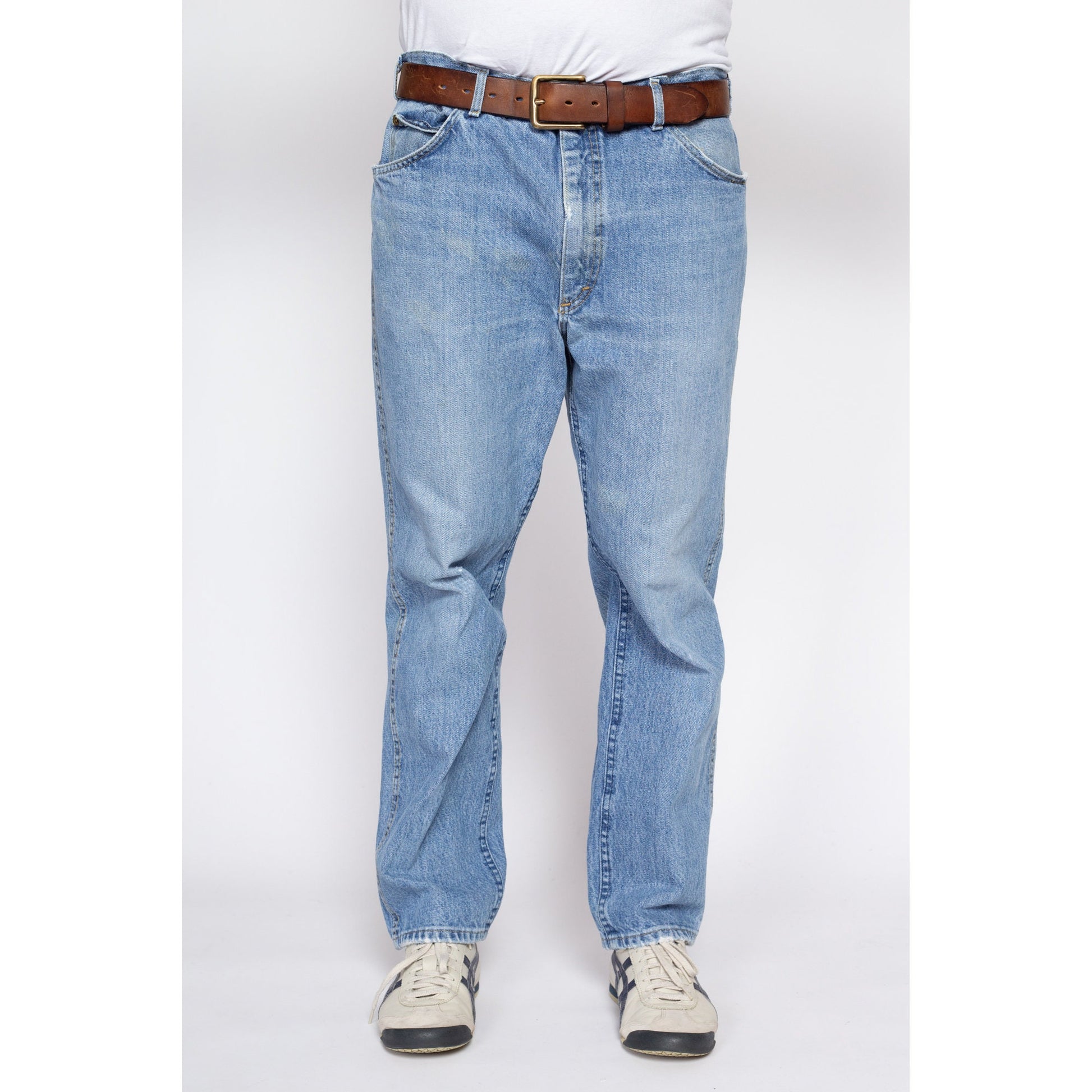 37" Waist 90s Lee Light Wash Dad Jeans | Vintage Made In USA Relaxed Denim Jeans