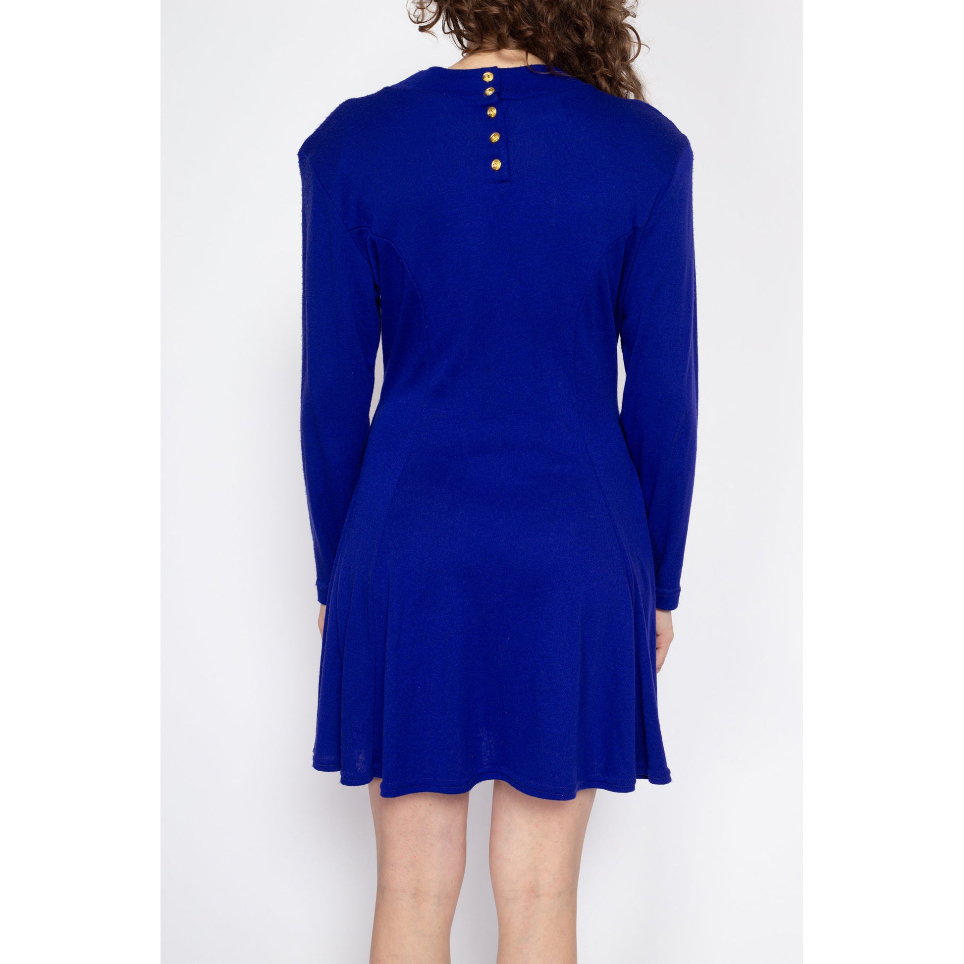 80s Royal Blue Knit Mini Sweater Dress - Med-Lrg 80s Royal Blue Knit Mini Sweater Dress - Med-Lrg