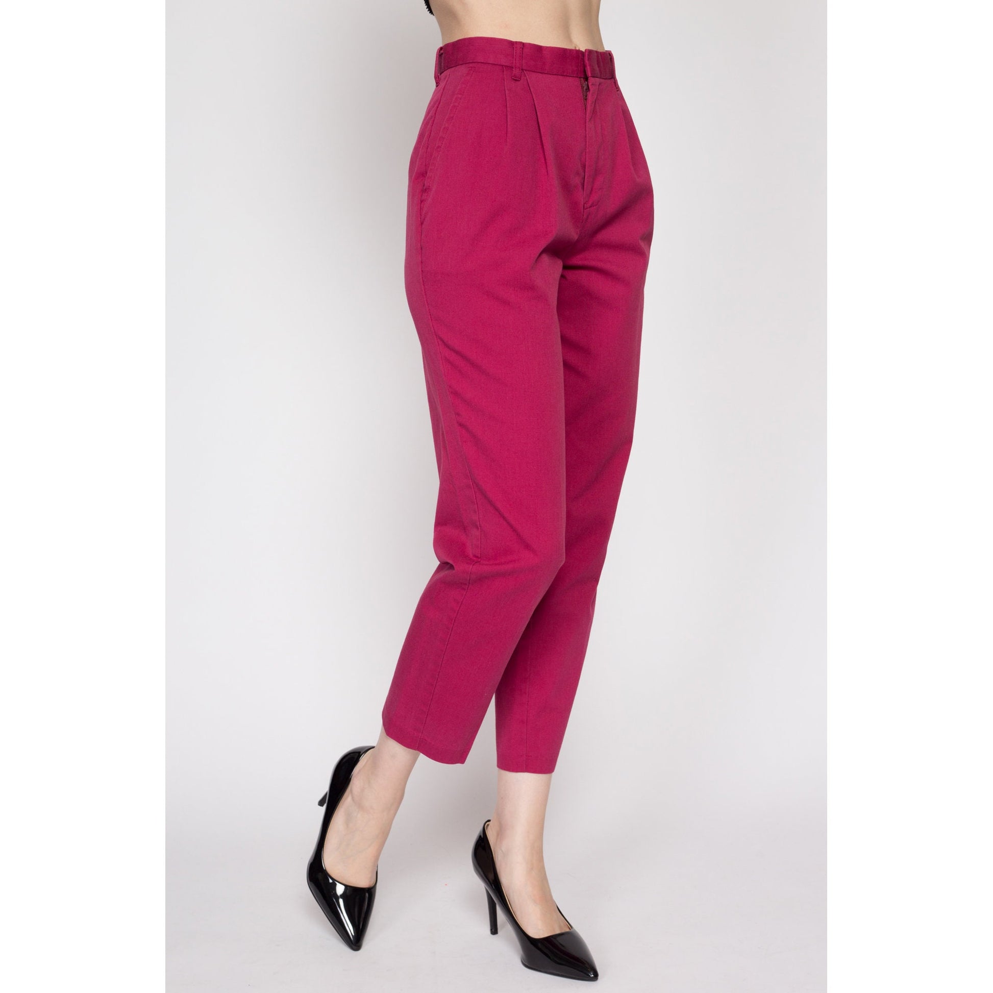 Petite Small 80s Chic Raspberry Pink Trousers 25”