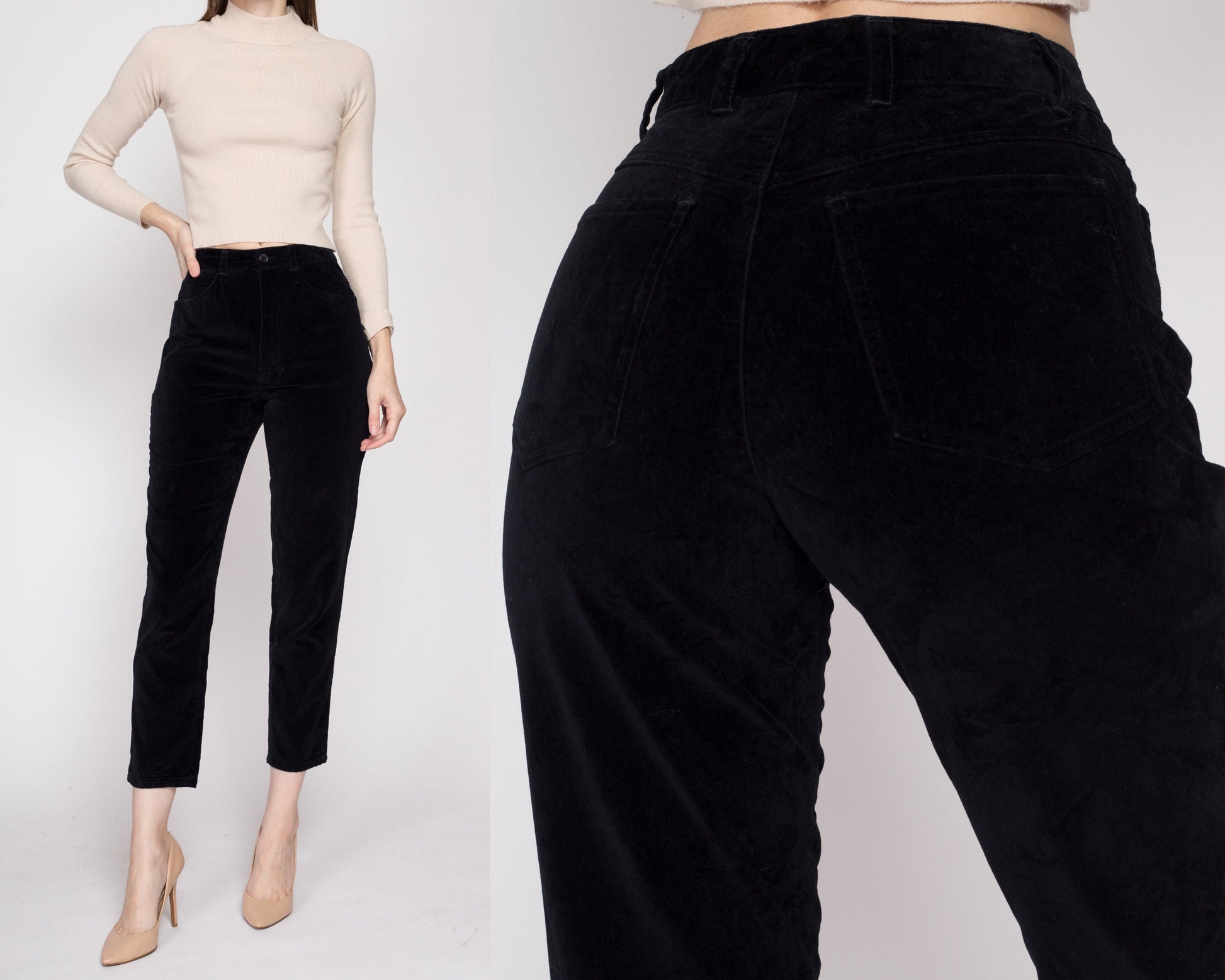 High Rise Velvet Vintage Slim Pants