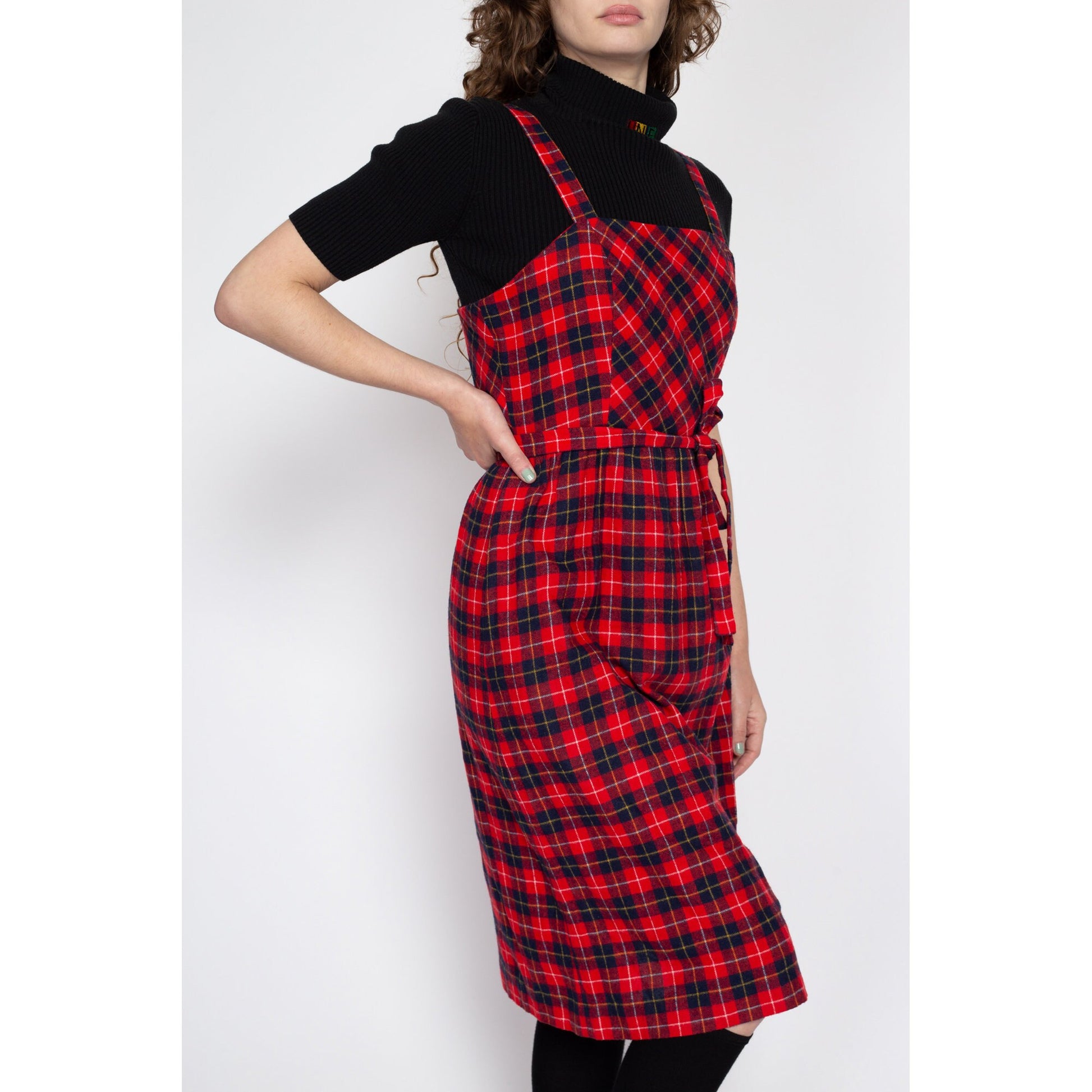 Medium 70s Red Plaid Pinafore Dress – Flying Apple Vintage