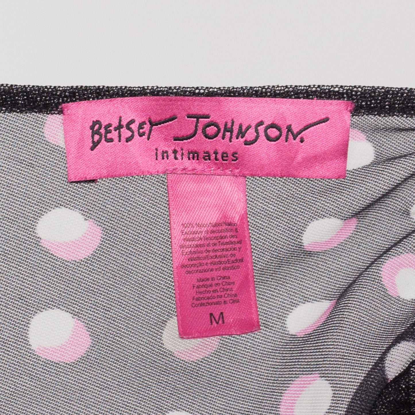 Sm-Med Betsey Johnson Intimates Sheer Babydoll Nightie | Y2K Designer Black Pink Polka Dot Lingerie Chemise Mini Dress