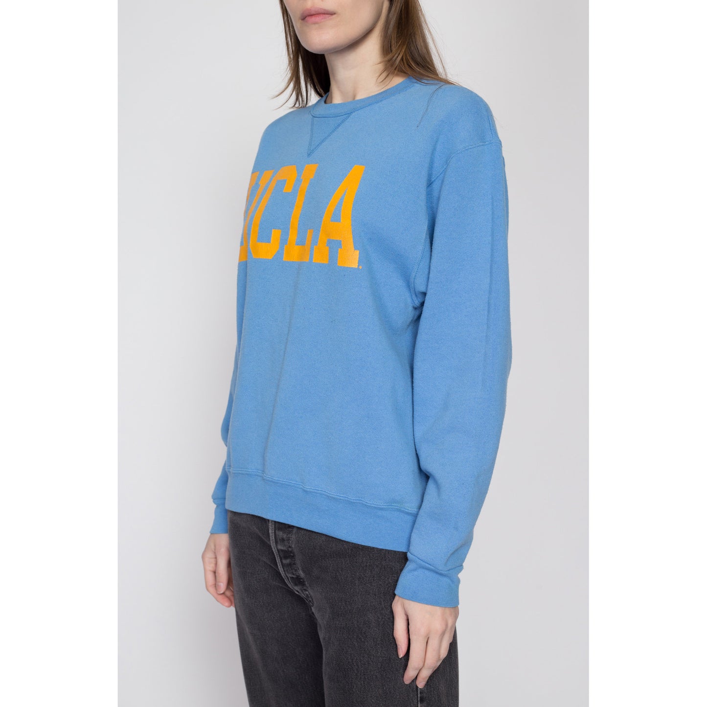 Large 90s UCLA Blue V Stitch Sweatshirt | Vintage University Of California Los Angeles Graphic Collegiate Crewneck