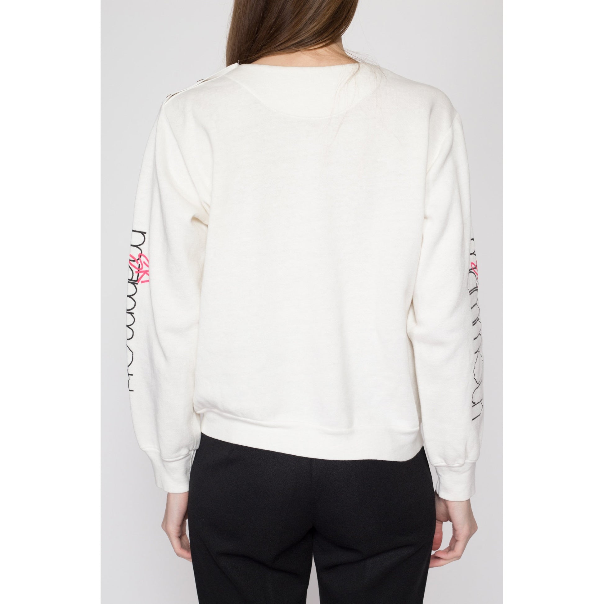 Medium 80s Ski Mammoth Sweatshirt | Vintage White Graphic Winter Tourist Pullover