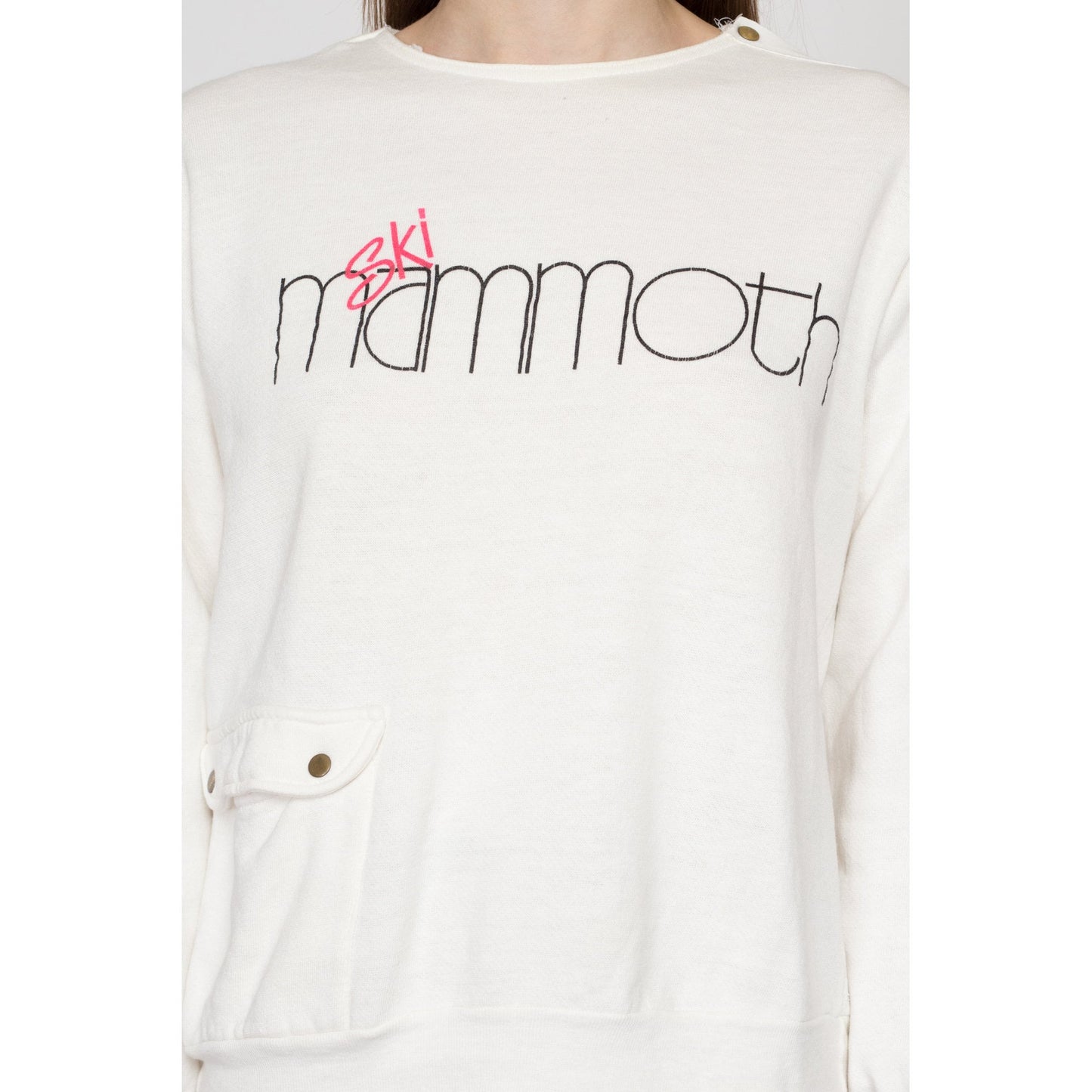 Medium 80s Ski Mammoth Sweatshirt | Vintage White Graphic Winter Tourist Pullover