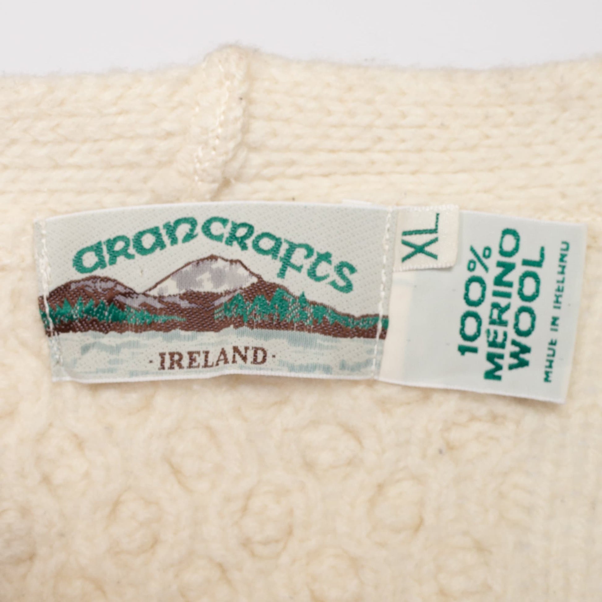 Medium Vintage Aran Crafts Irish Merino Wool Cable Knit Cardigan Petite | 80s Cream Button Up Cropped Fisherman Sweater