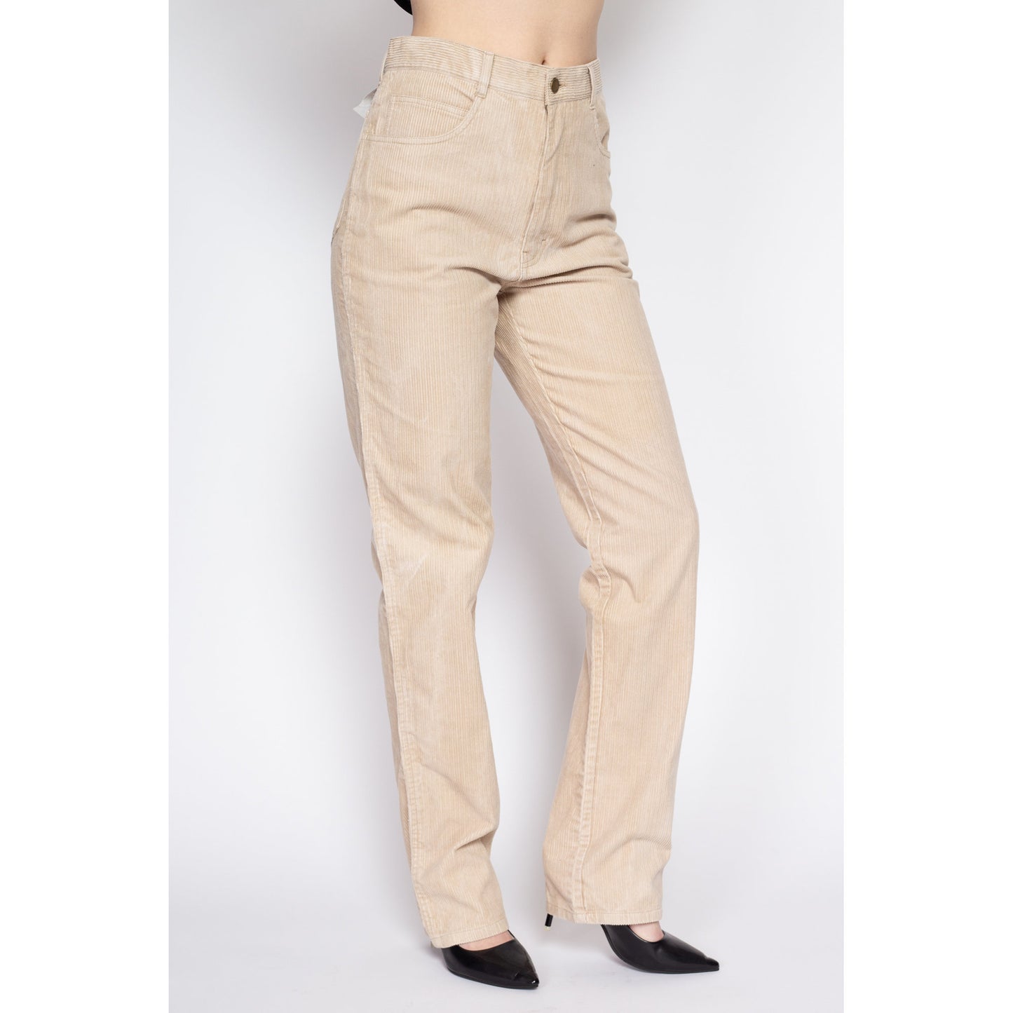 33" Waist 90s Jordache Tan Corduroy Pants Unisex | Vintage High Waisted Tapered Leg Cords Trousers