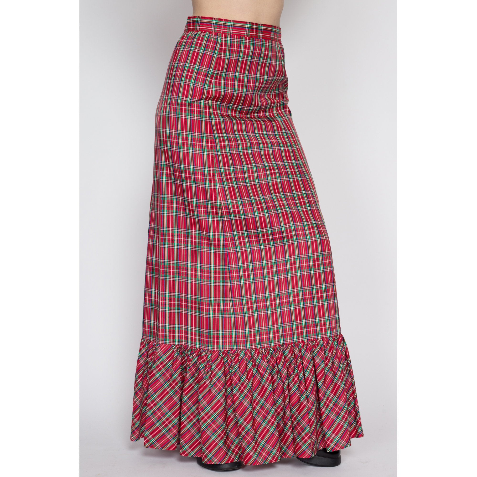 Womens plaid taffeta skirt top