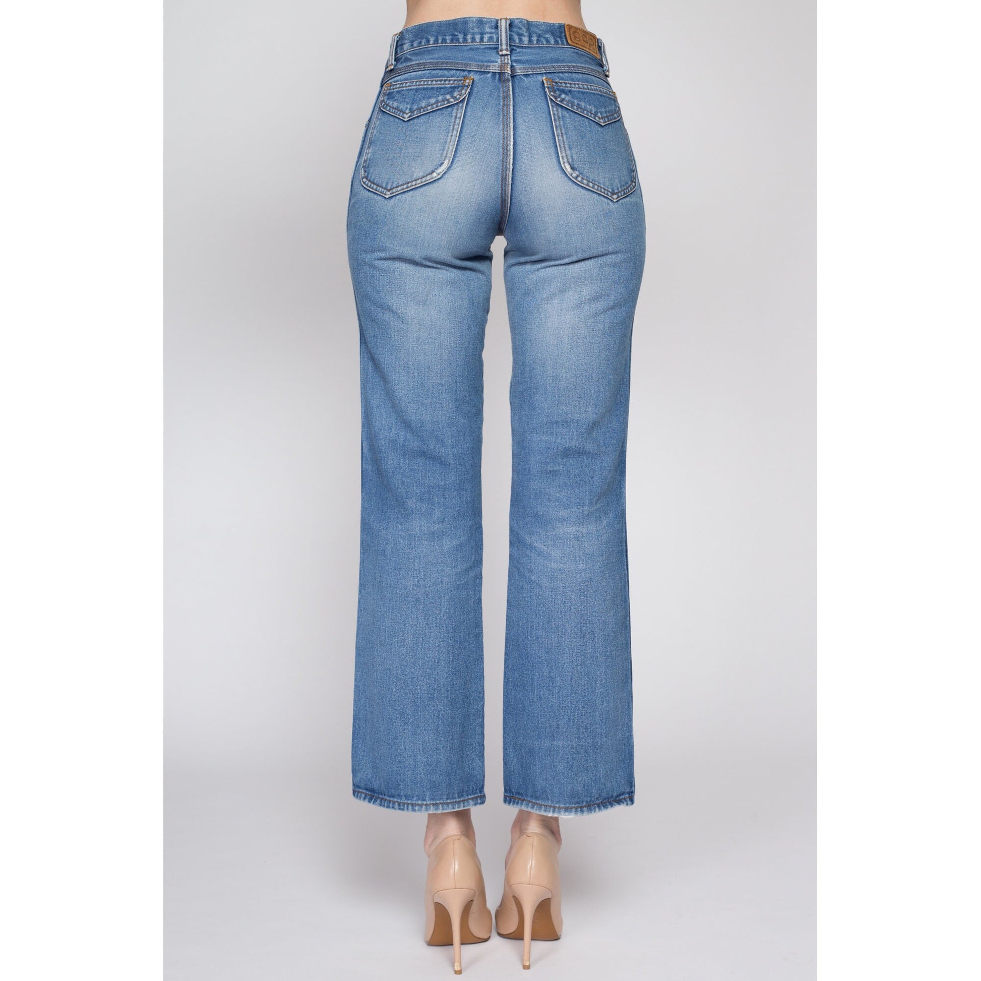 XS-Sm 70s Gap Mid Rise Jeans Petite | Vintage Medium Wash Denim Boho Flares