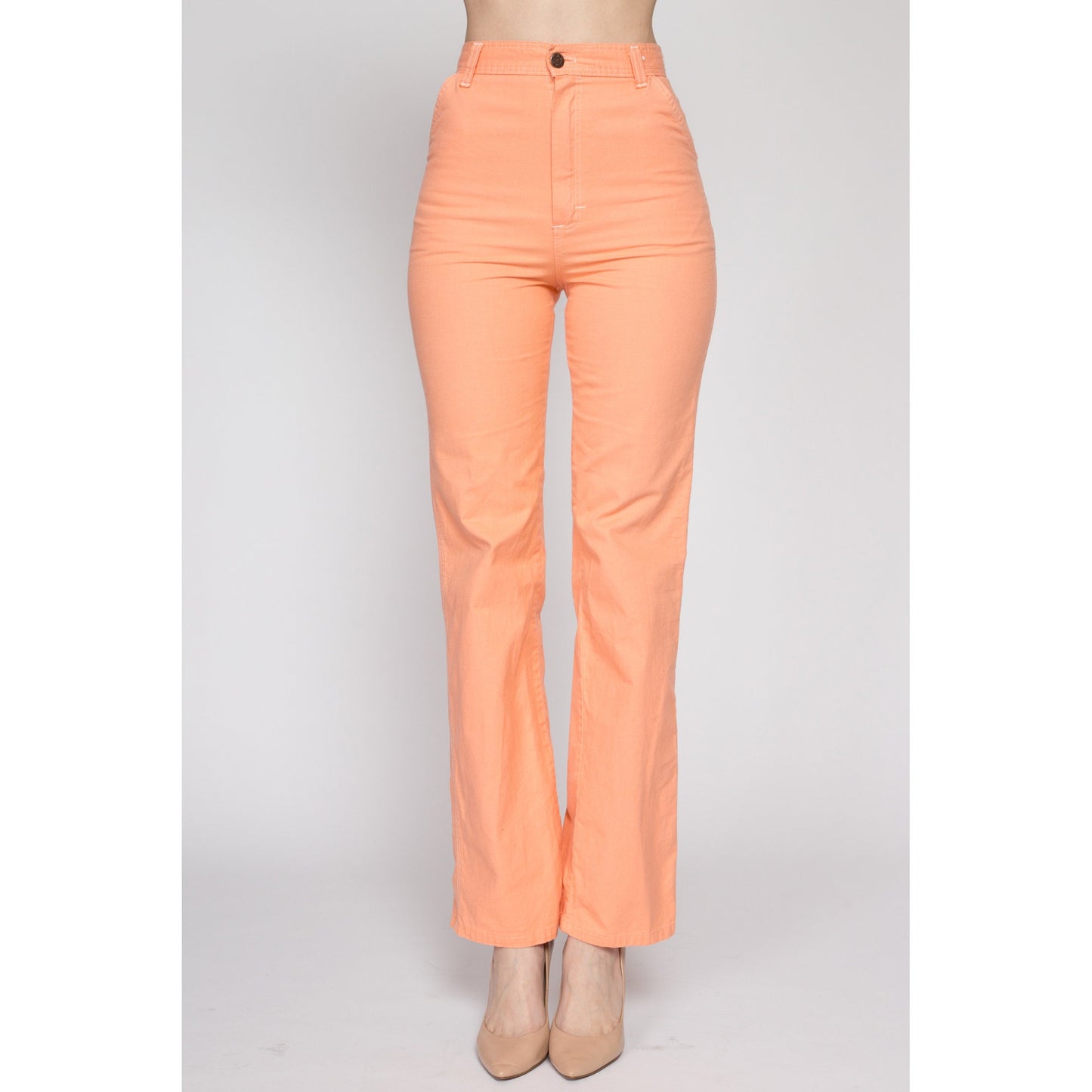XS 70s Orange Sherbet Carpenter Pants 24" | Vintage High Waisted Straight Leg Retro Trousers