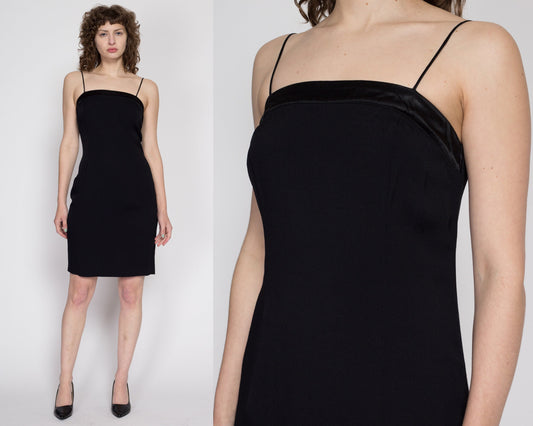 Medium 90s Square Neck Little Black Dress Petite | Vintage A Line Spaghetti Strap Mini Party Dress