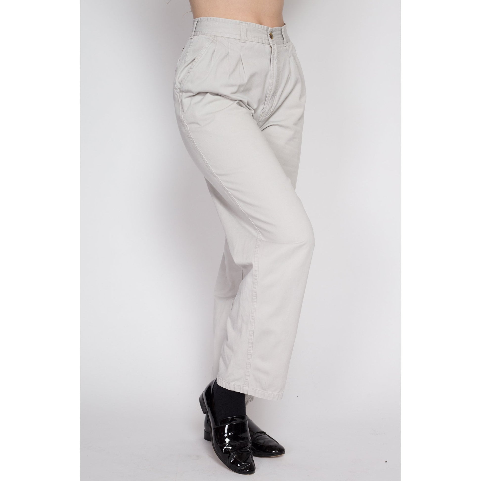 Small 80s Cotton Khaki High Waisted Pants 26 – Flying Apple Vintage