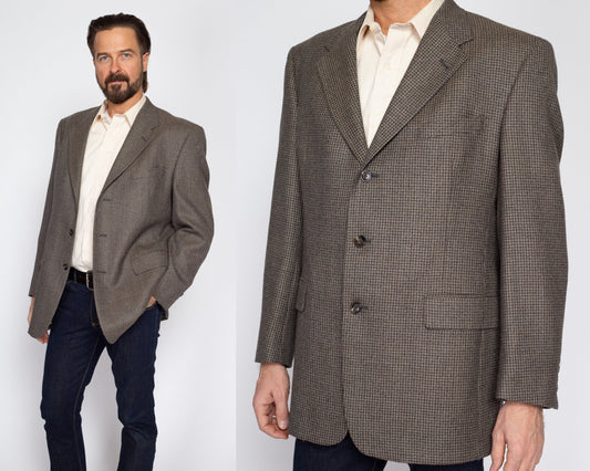 Large 70s 80s Hart Schaffner & Marx Houndstooth Suit Jacket | Vintage Menswear Three Button Notched Collar Jacket