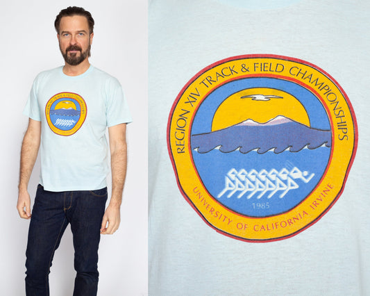 Medium 80s UC Irvine Track & Field Championships T Shirt | Vintage Blue Runner Race Graphic Tee