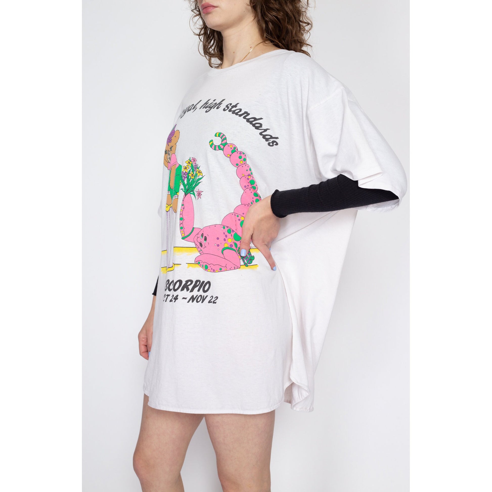 One Size 80s Scorpio Astrology Sleep Shirt | Vintage Zodiac Sign Oversize Pajama T Shirt Dress