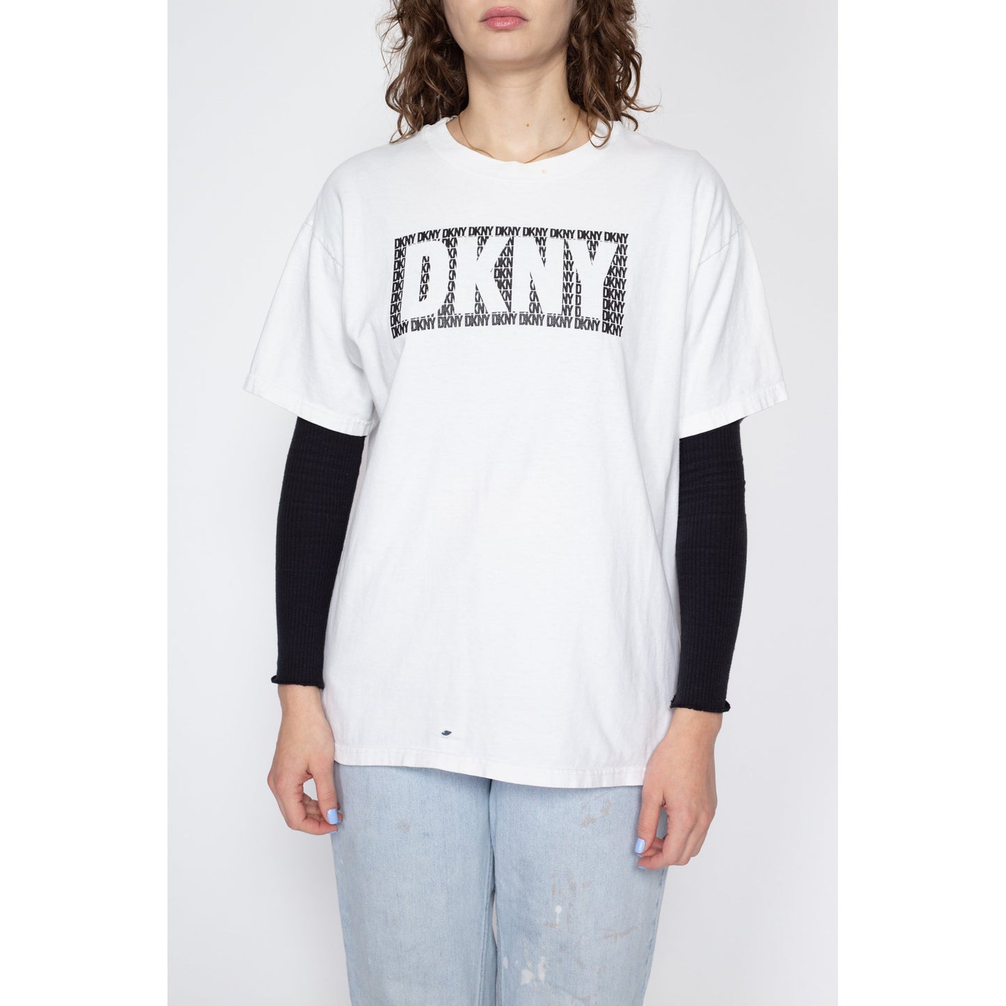 XL 90s DKNY T Shirt | Vintage White Logo Graphic Tee