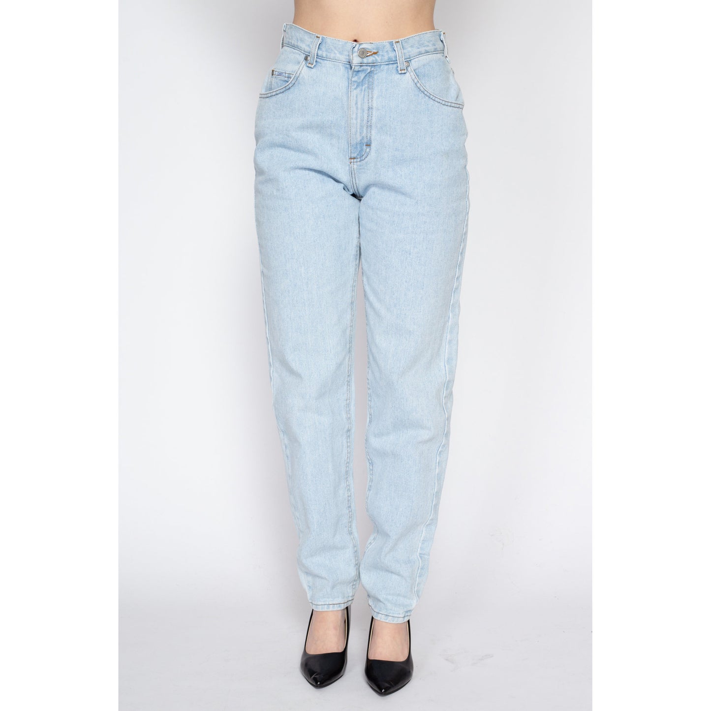 Small 90s Lee High Waisted Light Wash Jeans 27" | Vintage Denim Tapered Leg Mom Jeans
