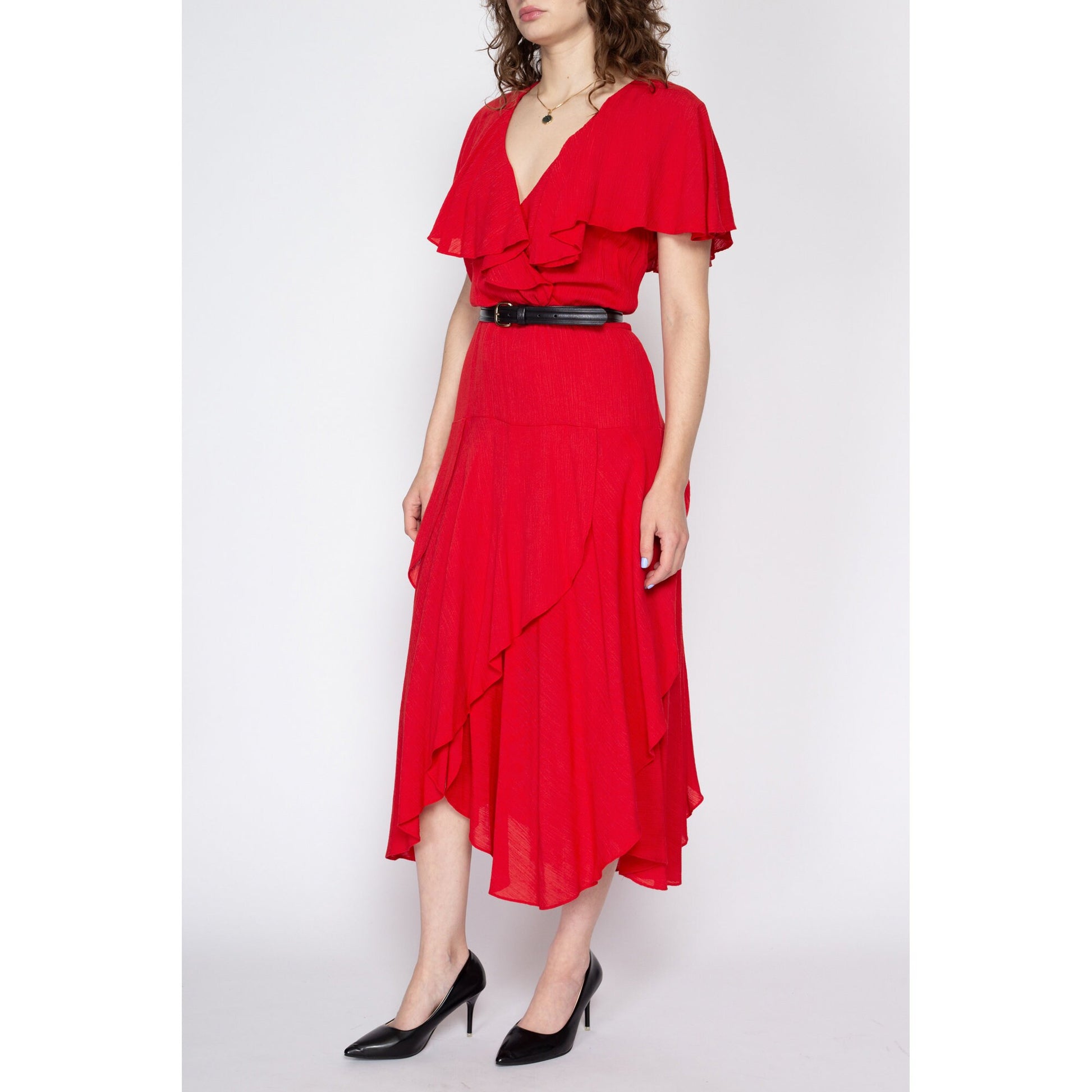 red flowy maxi dress V Neck Chiffon Red / Custom Size in bra Hand Wash Cold wine red maxi dress Laria