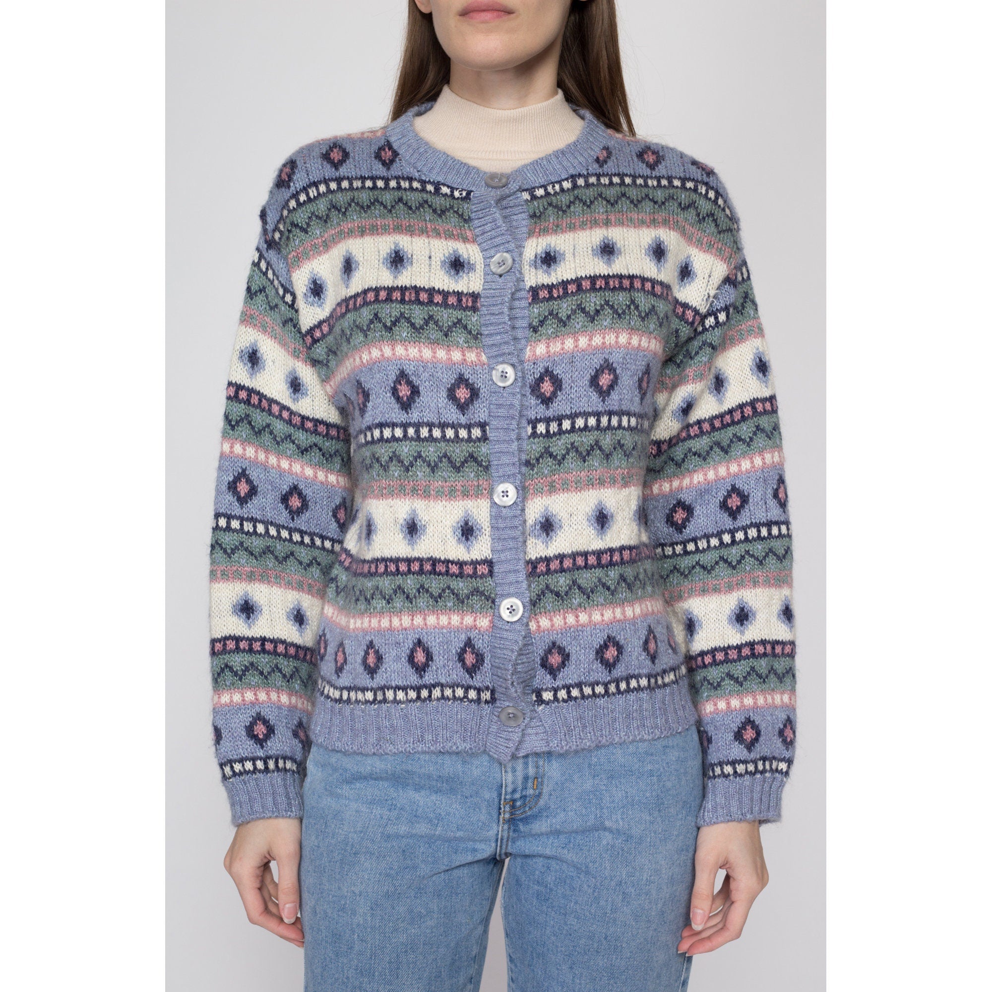 Medium 90s LL Bean Pastel Fair Isle Cardigan – Flying Apple