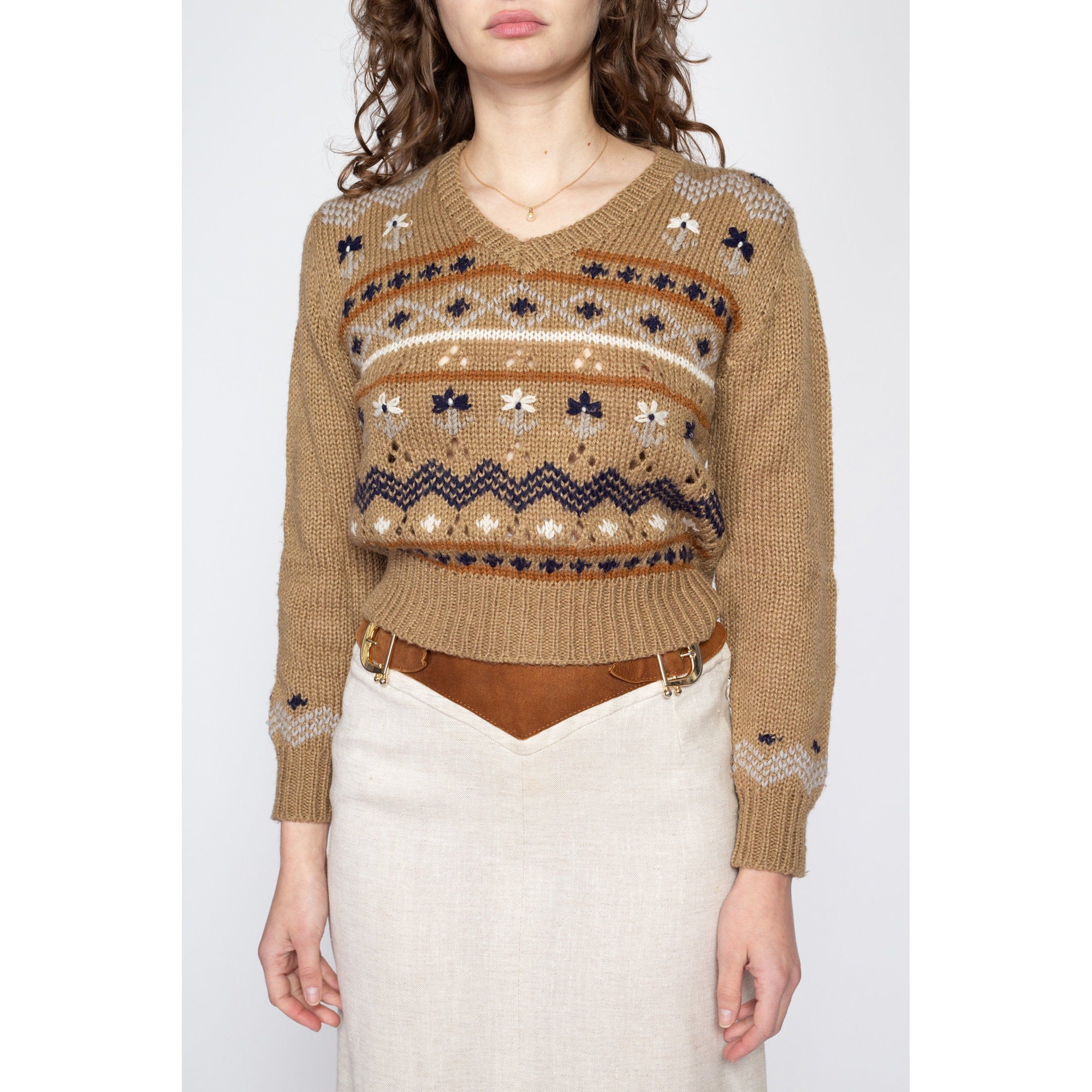 Cropped fair isle sweater deals