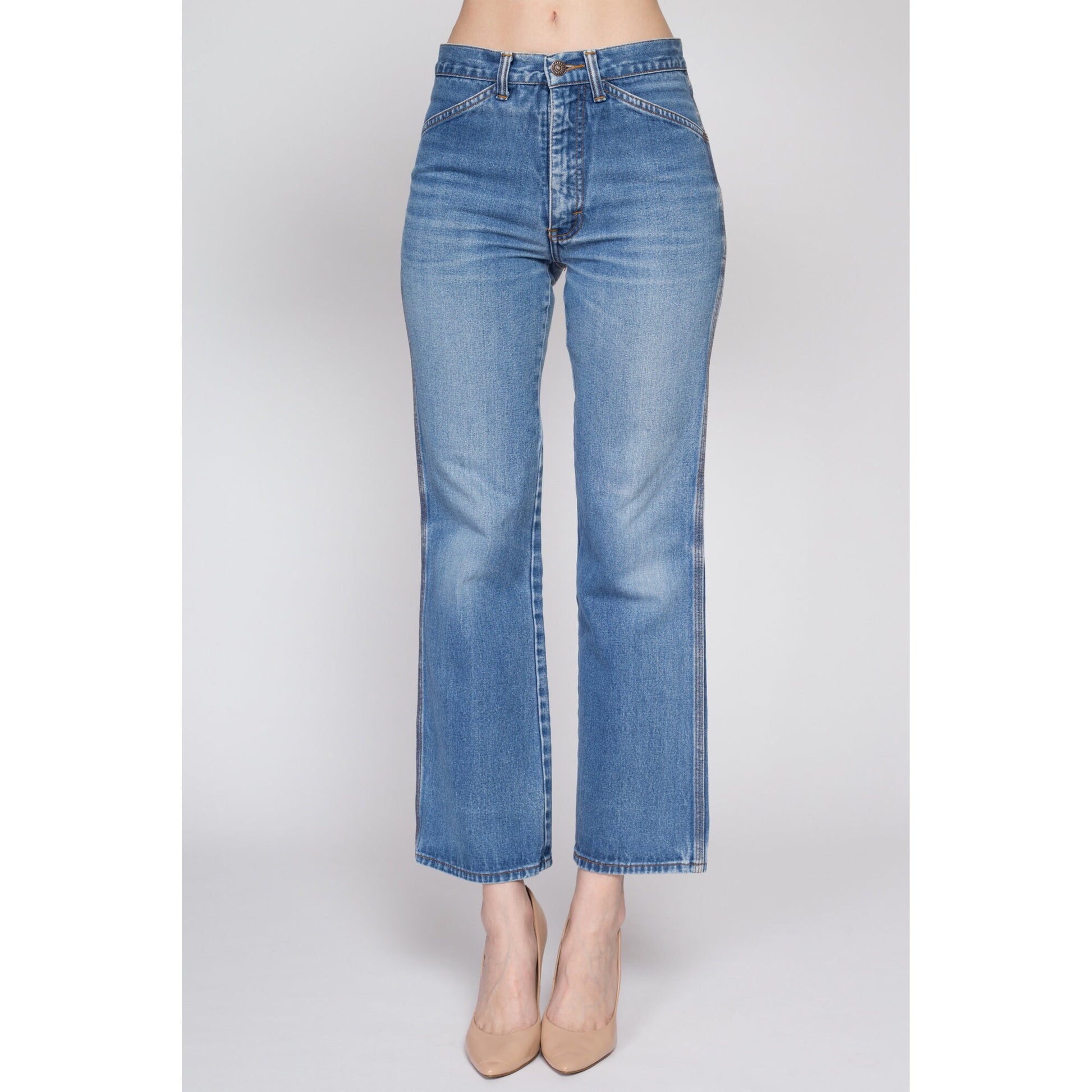 XS-Sm 70s Gap Mid Rise Jeans Petite | Vintage Medium Wash Denim Boho Flares