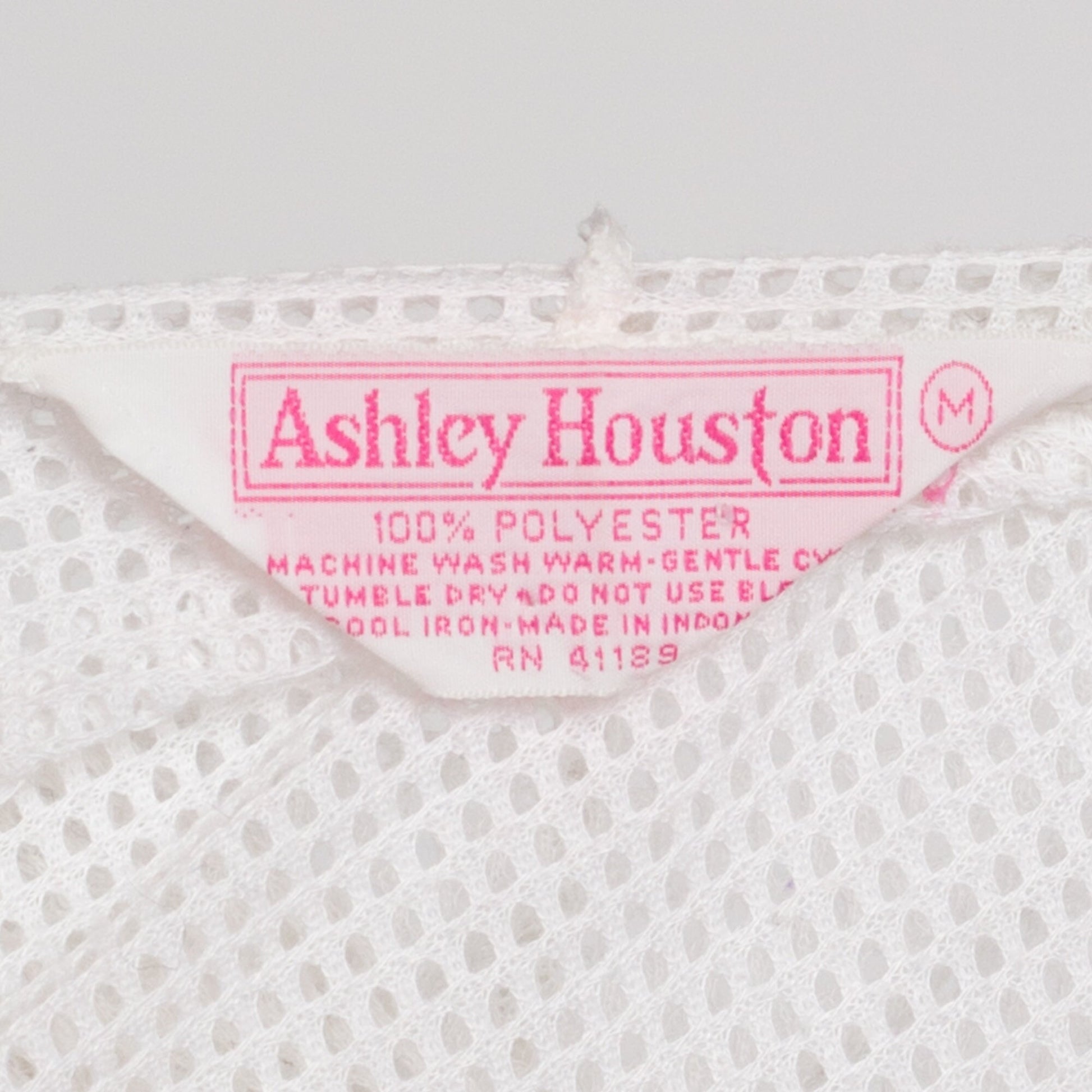 Small 90s White Mesh Hooded Cover Up | Vintage Sheer Long Sleeve Pocket Top