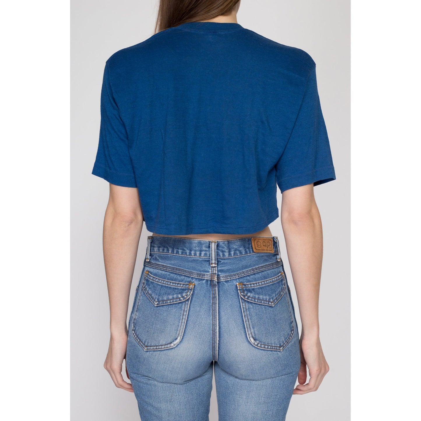 Medium 80s University Of Southern Colorado Cropped T Shirt | Vintage Blue Rainbow Collegiate Graphic Crop Top Tee