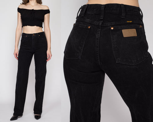29" Waist 90s Wrangler Black Mid Rise Jeans | Vintage Unisex Cotton Denim Straight Leg Jeans