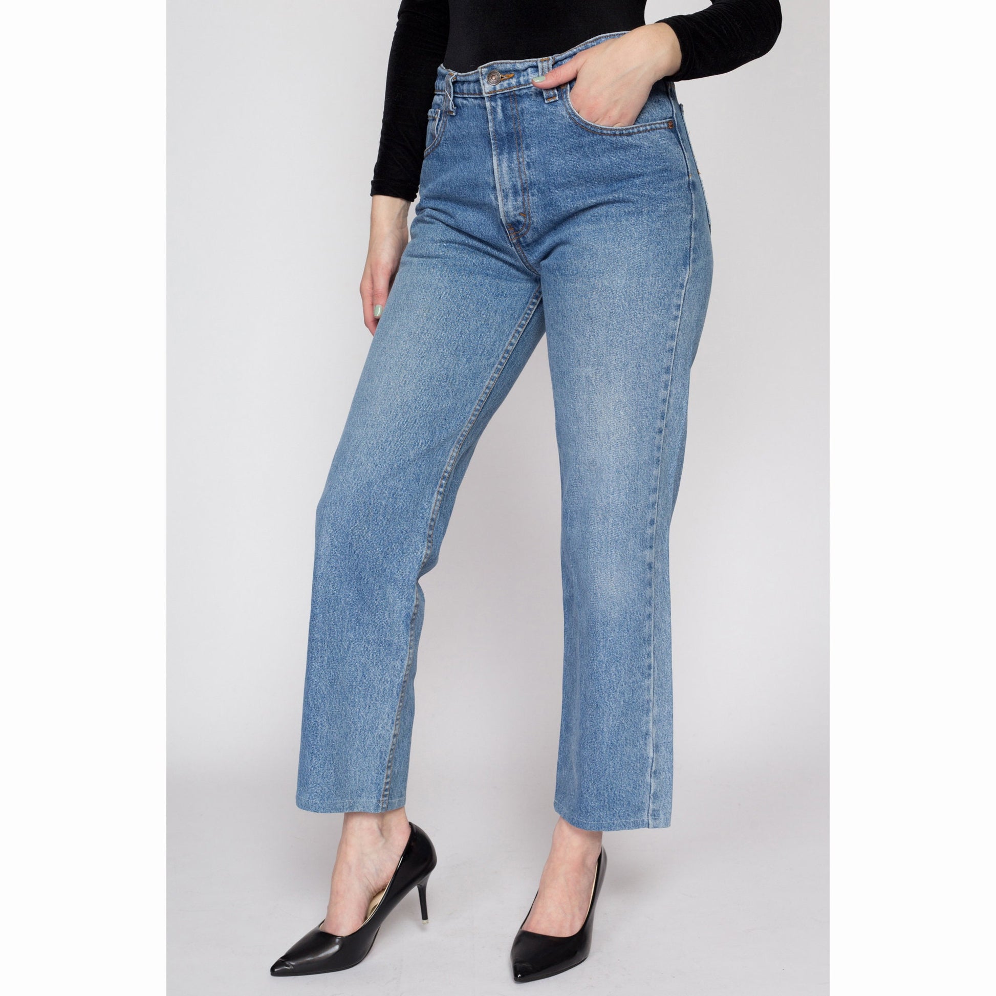 Medium 90s Jordache Straight Leg Ankle Jeans | Vintage Mid Rise Medium Wash Denim Mom Jeans