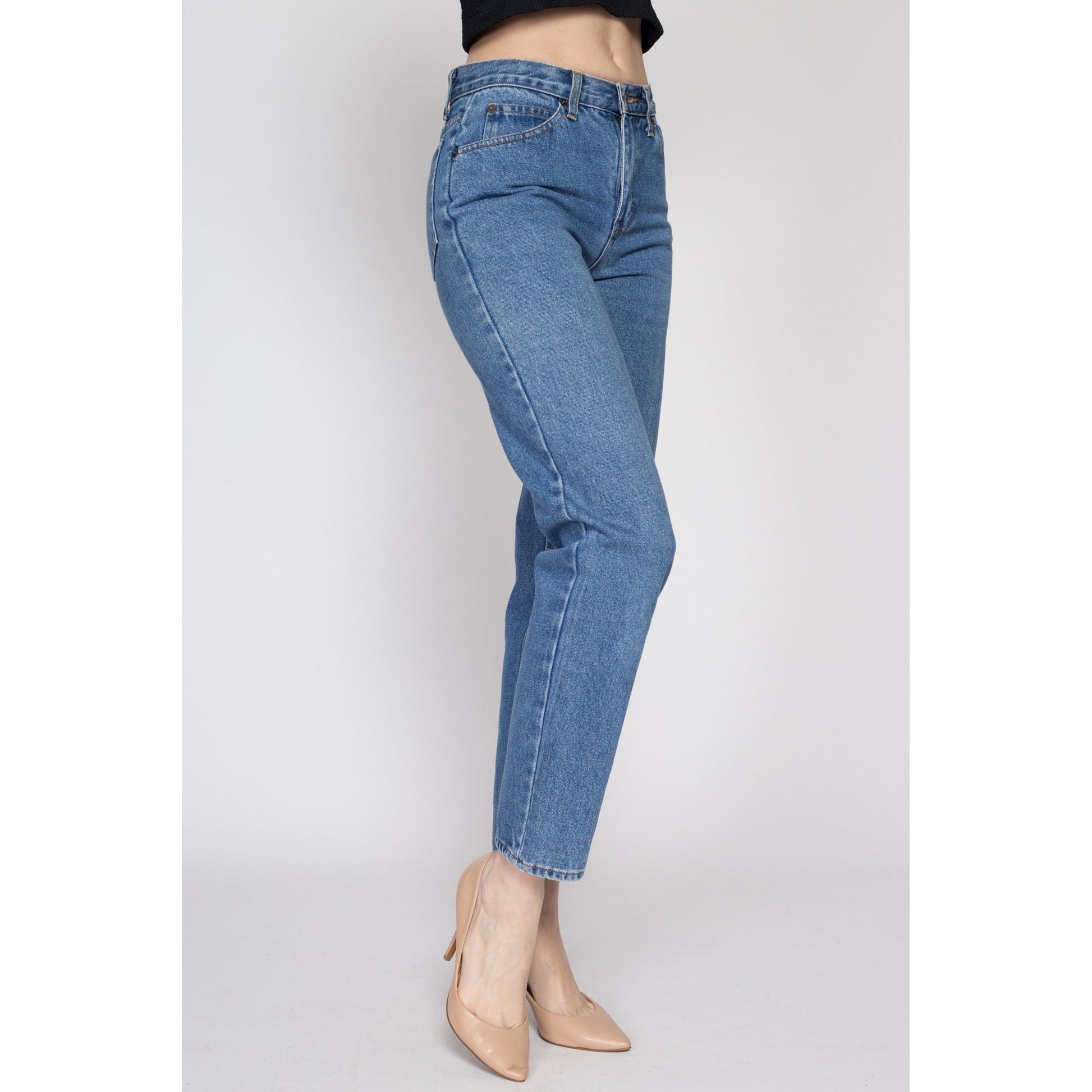 XS 90s Jordache Mid Rise Mom Jeans | Vintage Medium Wash Denim Tapered Leg Jeans