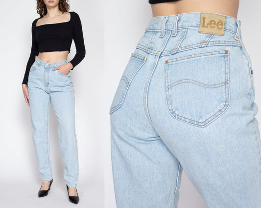 Small 90s Lee High Waisted Light Wash Jeans 27" | Vintage Denim Tapered Leg Mom Jeans