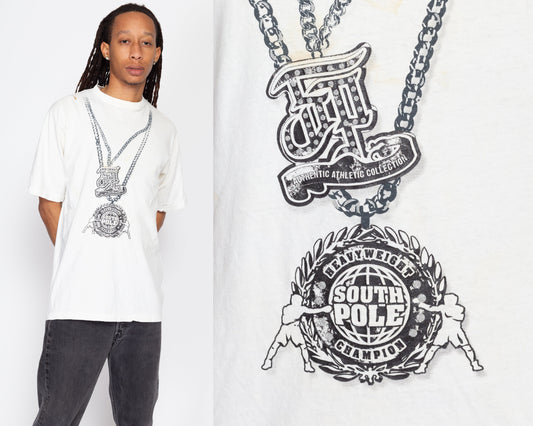 Medium Y2K Southpole Bling T Shirt | Vintage Streetwear Hip Hop Distressed Oversize Graphic Tee