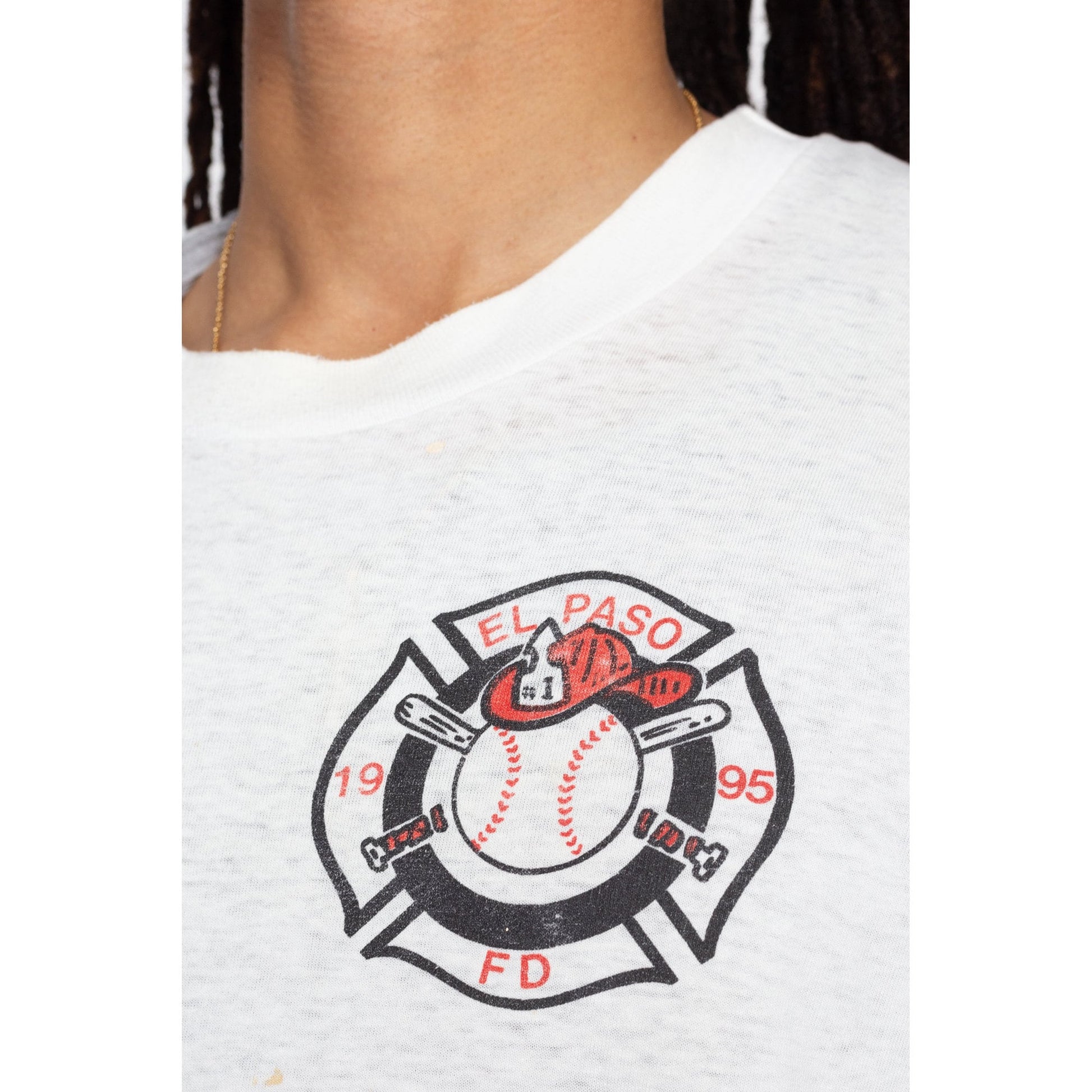XL 90s Firefighters Softball Distressed T Shirt | Vintage El Paso Fire Department Baseball Graphic Tee