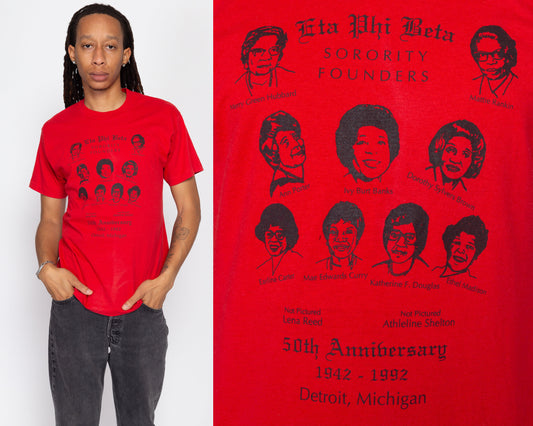Medium 90 Eta Phi Beta Sorority 50th Anniversary T Shirt | Vintage Black History Detroit Michigan Red Graphic T Shirt