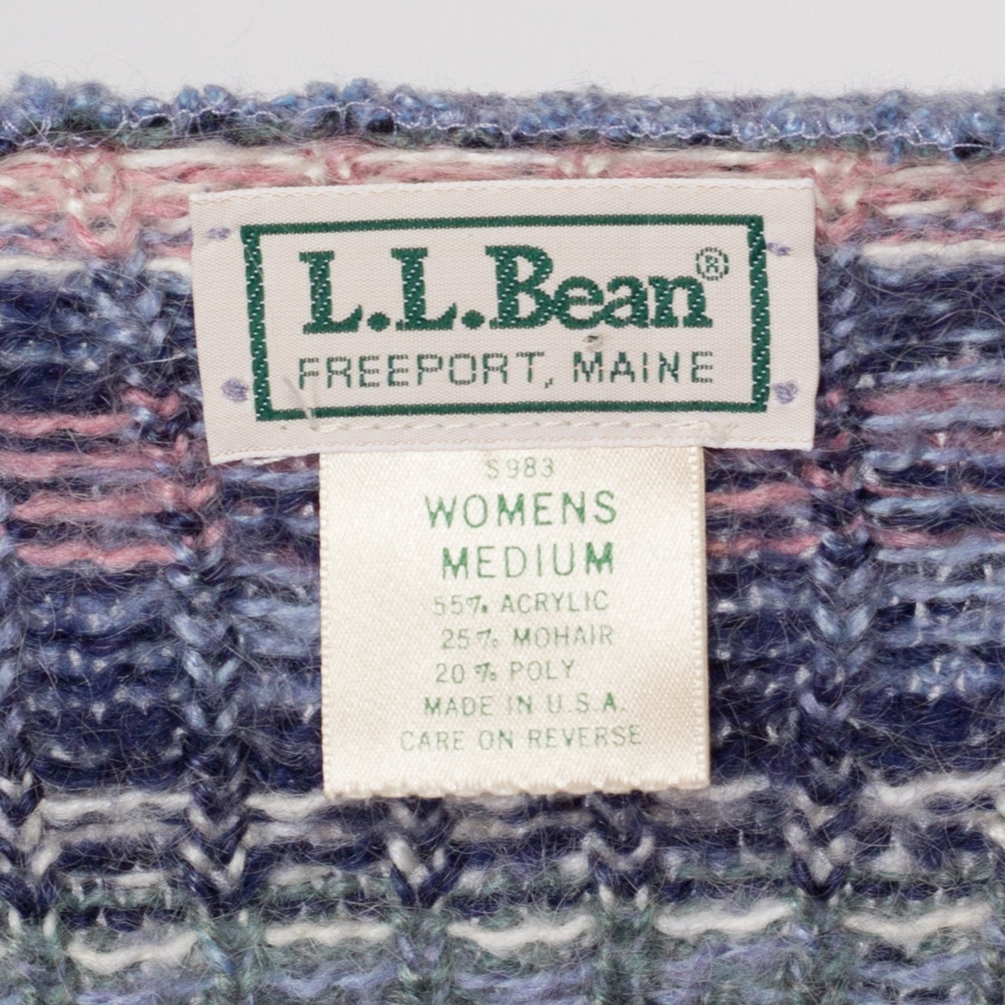 Medium 90s LL Bean Pastel Fair Isle Cardigan | Vintage Mohair Blend Button Up Striped Knit Sweater