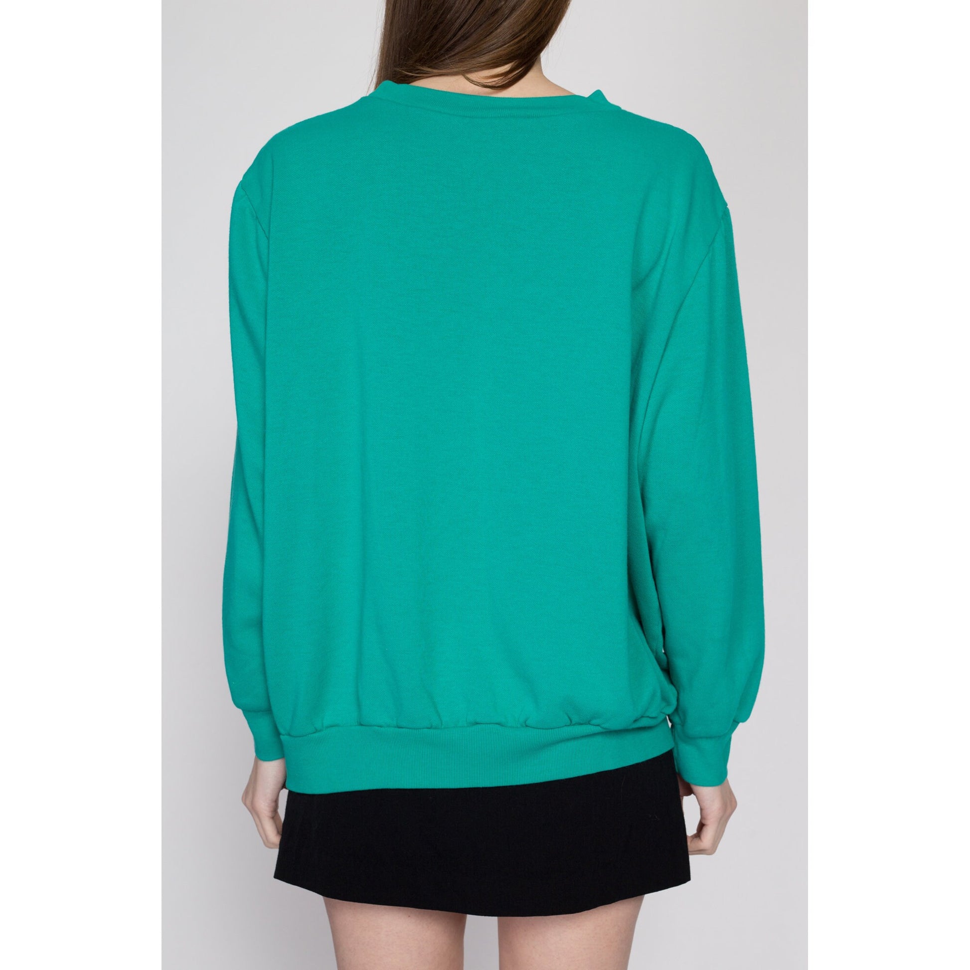 XL 90s "There's No Place Like Home" Birdhouse Sweatshirt | Vintage Teal Green Bird Graphic Crewneck